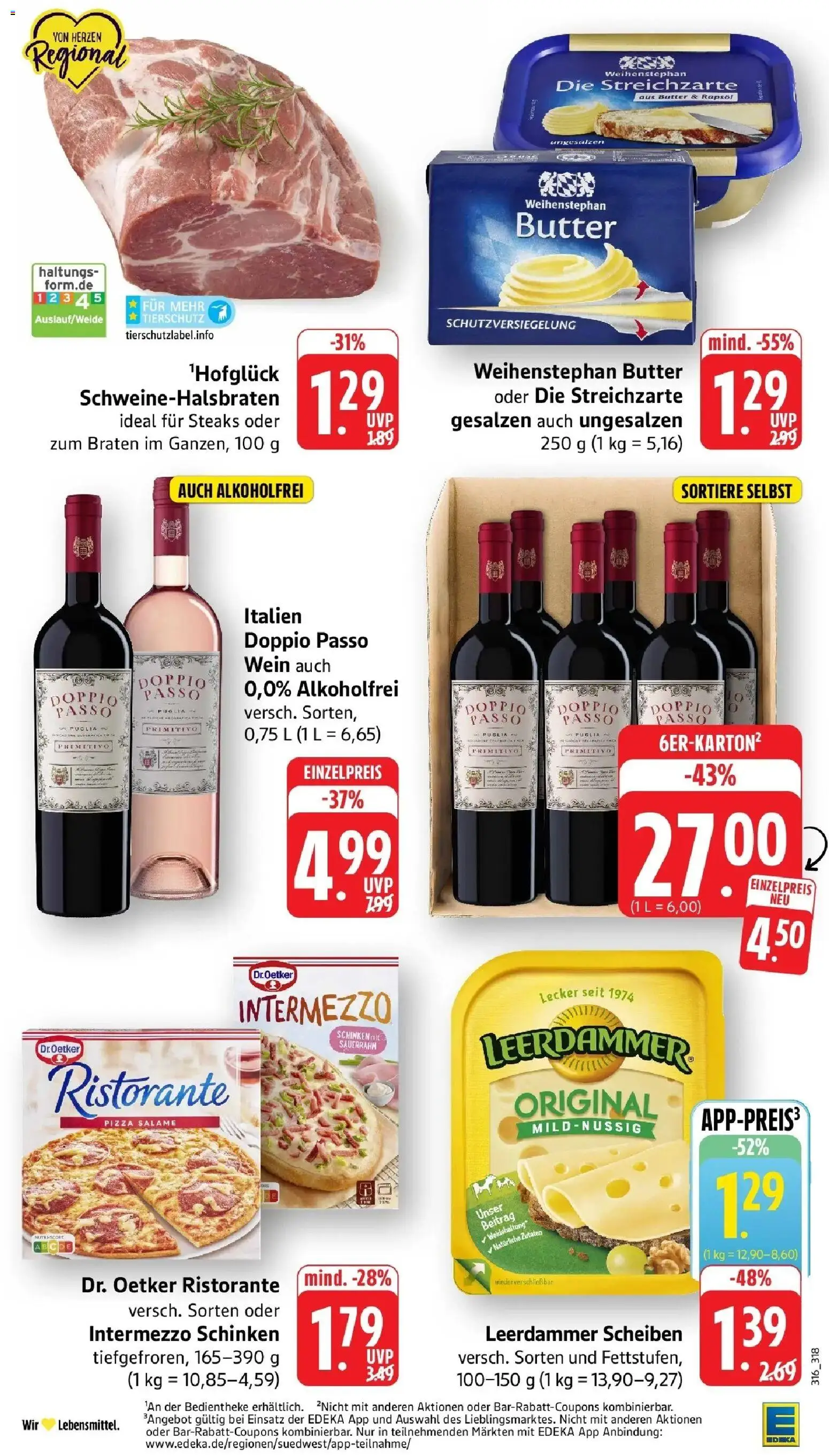 Edeka Prospekt Göppingen-Ursenwang (ab 12.10.2026) » Angebote Online | Seite: 2 | Produkte: Butter, Weihenstephan butter, Schinken, Wein