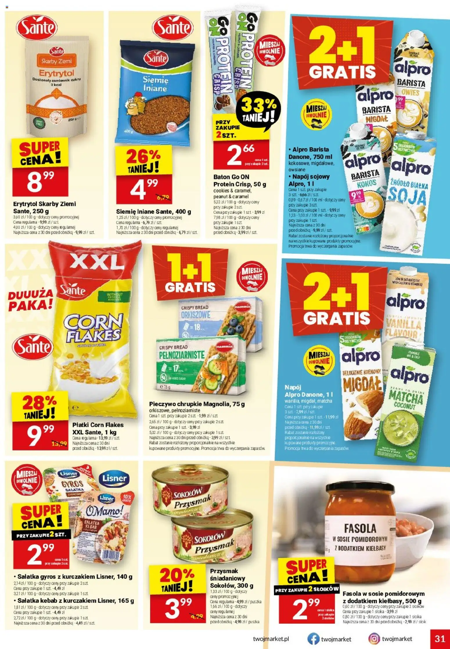 Twój Market gazetka od 19.08.2026 | Strona: 31 | Produkty: Płatki corn flakes, Sałatka gyros, Soja, Sałatka