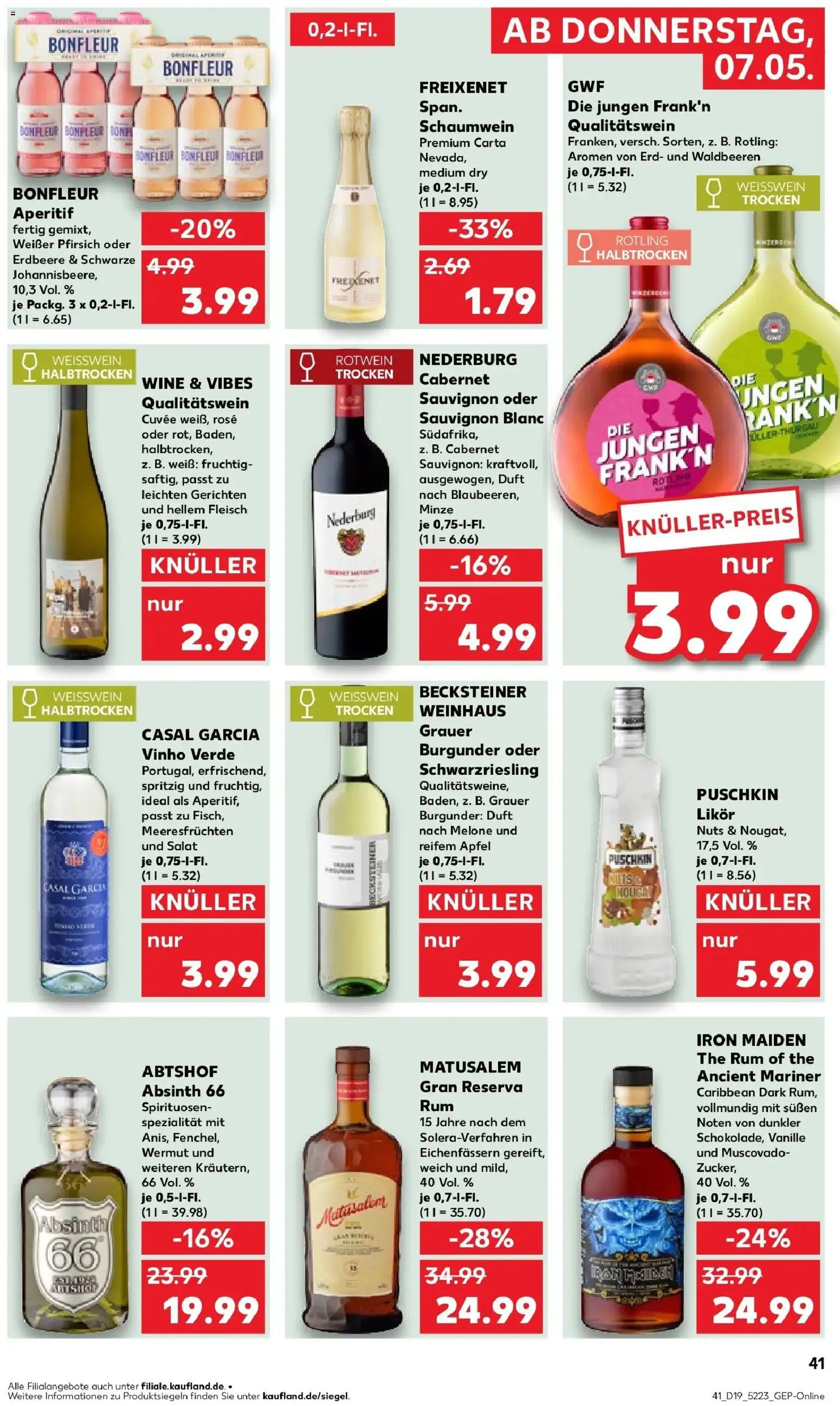Kaufland Prospekt Memmingen	 – gültig ab 07.05.2026 | Seite: 41 | Produkte: Weißwein halbtrocken, Duft, Äpfel, Fleisch