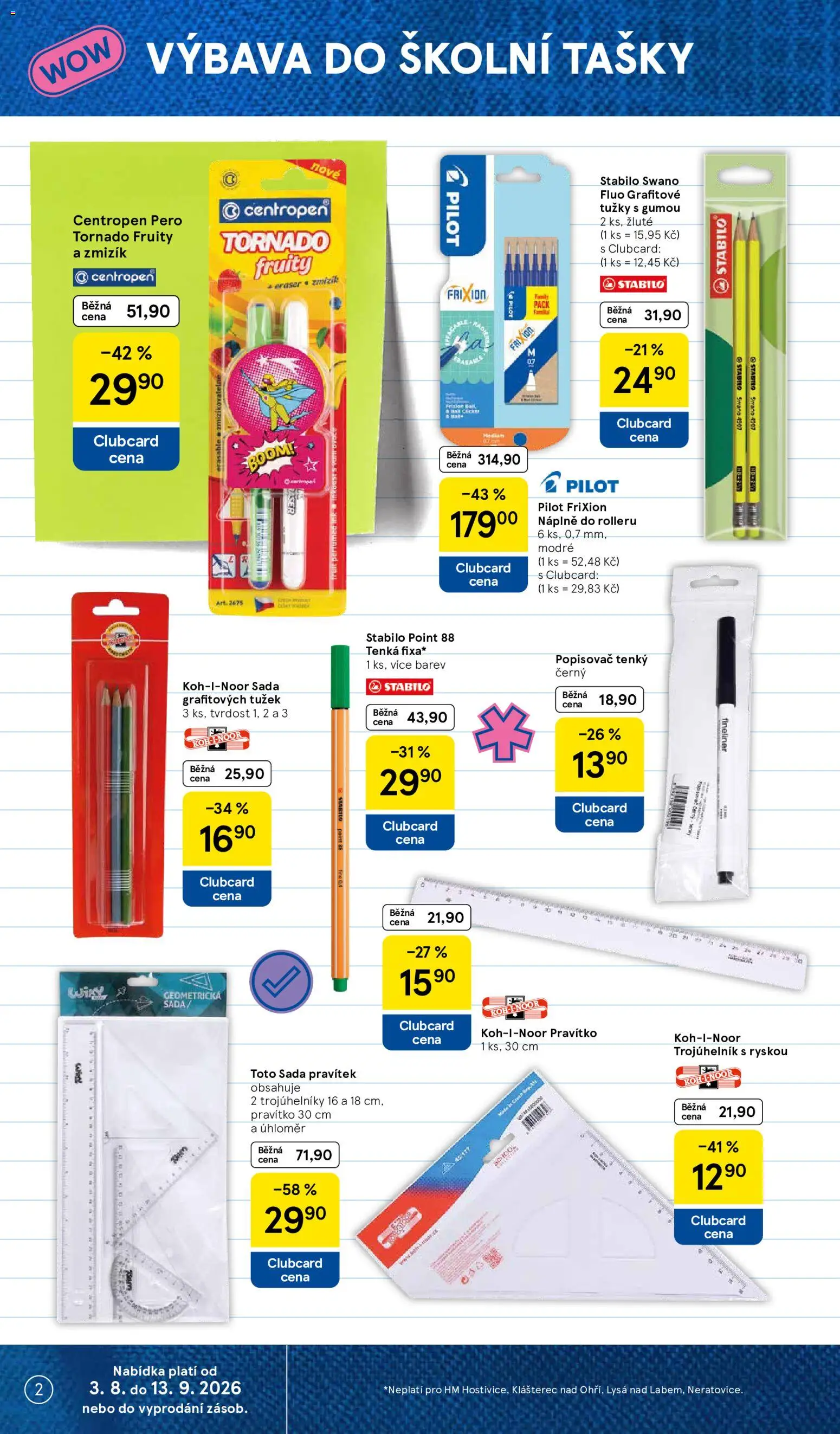 Tesco katalog od 03.08.2026 | Strana: 2 | Produkty: Pero, Pravítko, Tašky, Popisovač