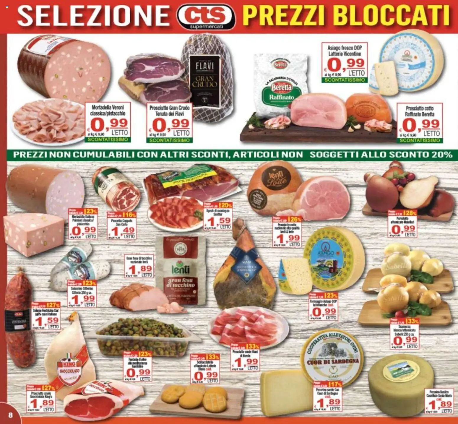 Volantino CTS del 21/08/2026 | Pagina: 8 | Prodotti: Speck, Tacchino, Letto, Pecorino
