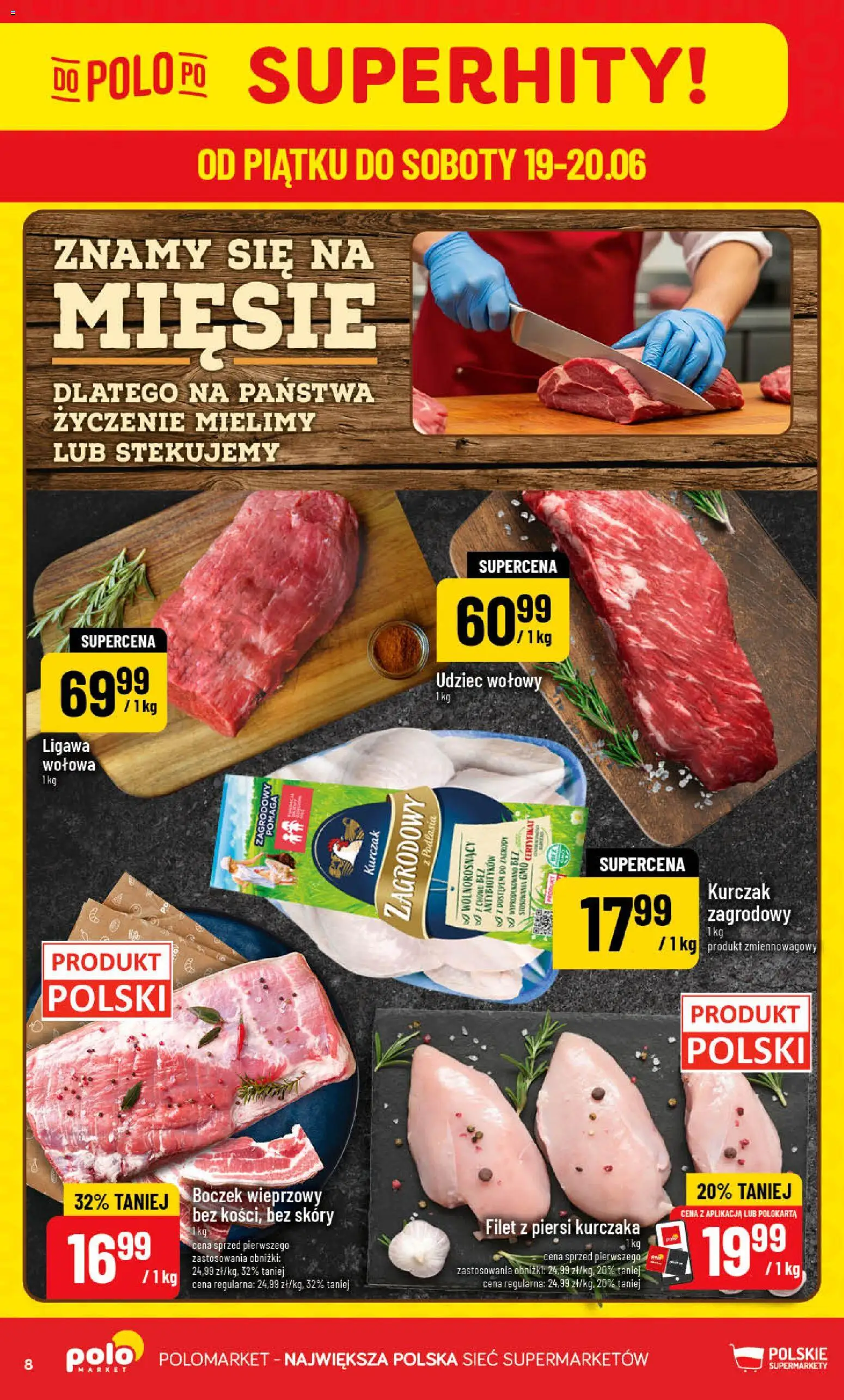 POLOmarket gazetka od 17.06.2026 | Strona: 8 | Produkty: Piersi, Boczek wieprzowy, Boczek, Filet z piersi kurczaka