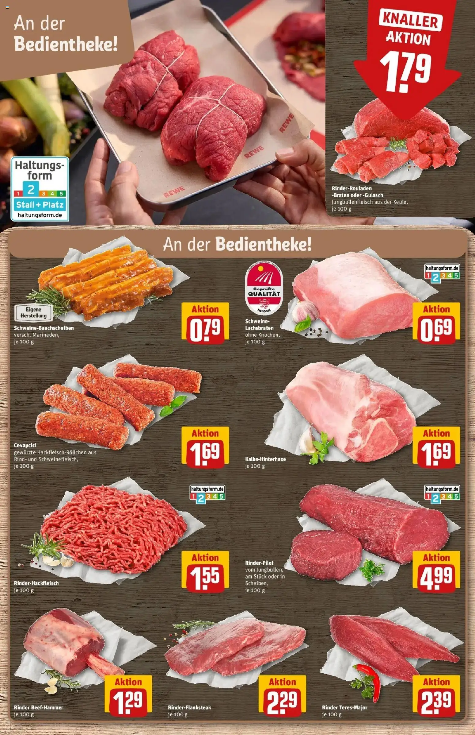 Rewe Prospekt Butzbach – gültig ab 08.06.2026 | Seite: 8 | Produkte: Rinderrouladen, Rinderfilet, Gulasch, Steak