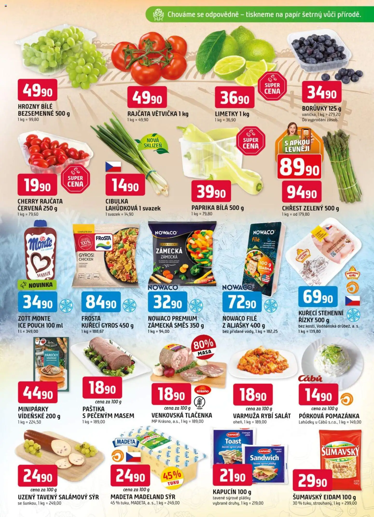 Trefa leták od 13.05.2026 | Strana: 3 | Produkty: Kuřecí stehenní řízky, Borůvky, Eidam, Nowaco file