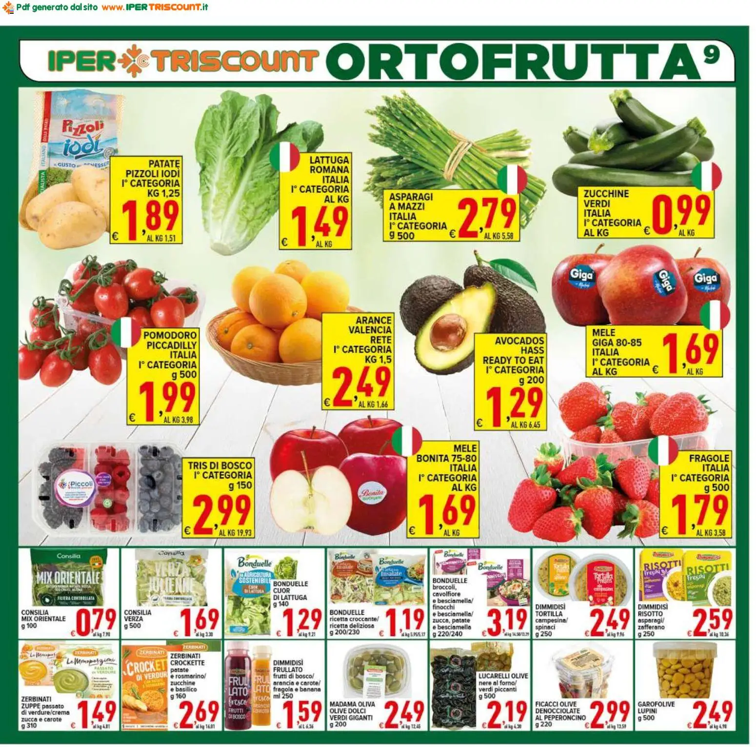 Volantino Ipertriscount del 29.04.2026 | Pagina: 9 | Prodotti: Verdure, Finocchi, Asparagi, Besciamella