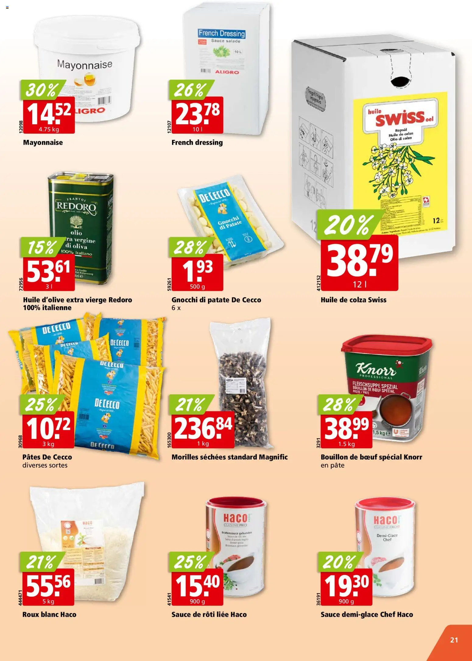 Aligro aktionen Chavannes, Matran, Genève, Sion – gültig ab 13.07.2026 | Seite: 21 | Produkte: Dressing, Mayonnaise