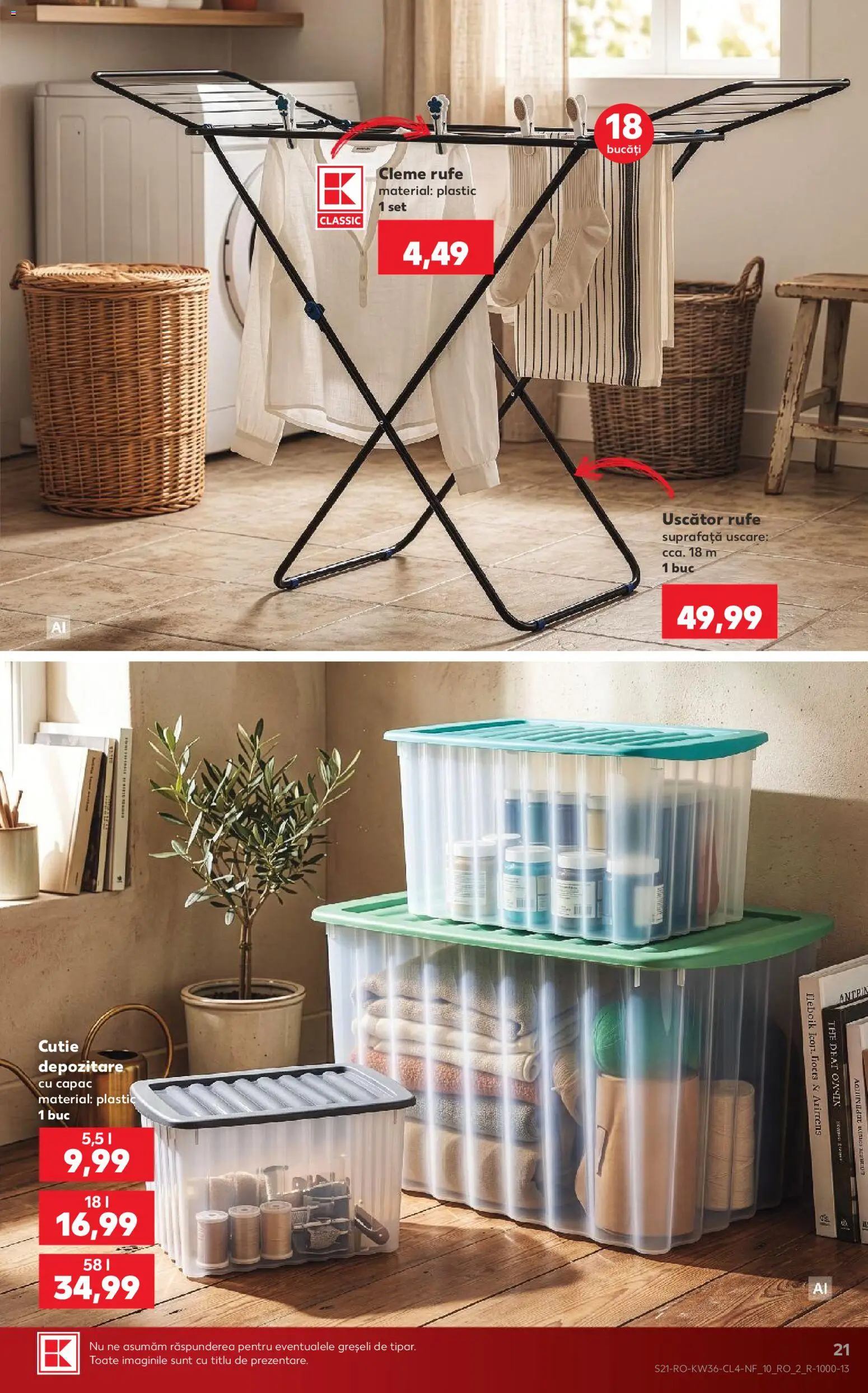 Noul catalog Kaufland – valabil de la 02.09.2026 | Pagină: 21 | Produse: Uscător, Uscător rufe, Cutie, Depozitare