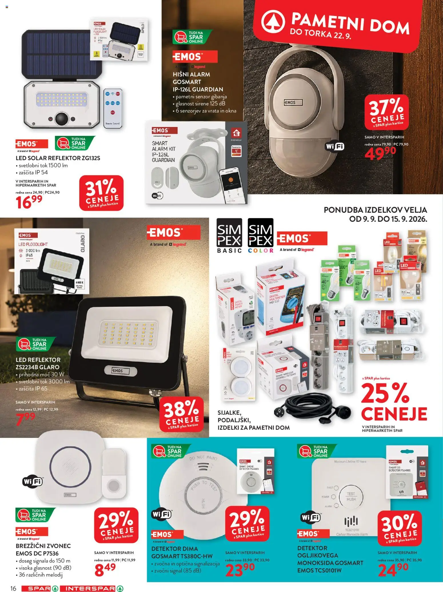 Novi Spar katalog ponudbe – veljaven od 09.09.2026 | Stran: 16 | Izdelki: Led reflektor, Vrata