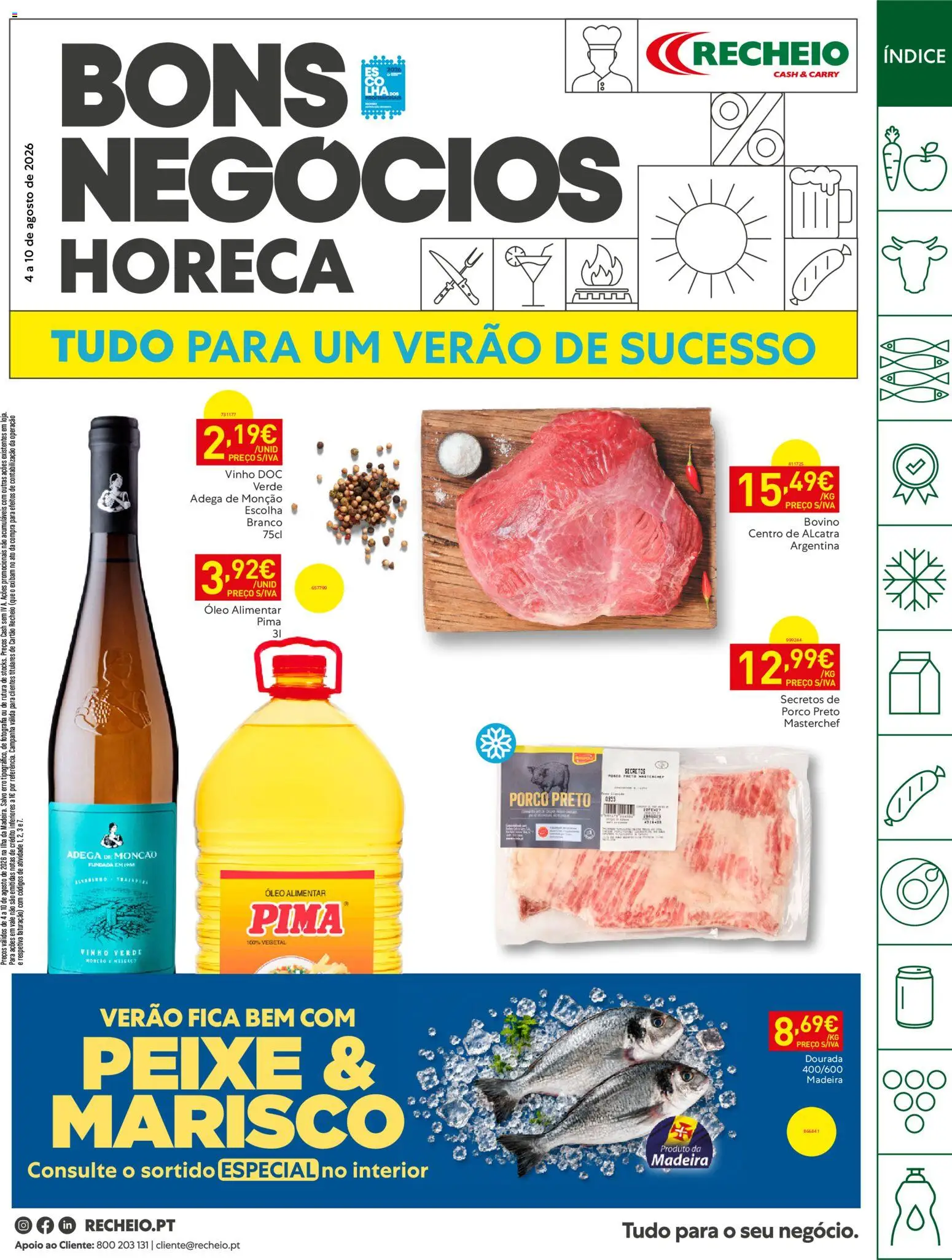 Recheio Horeca Madeira │ válido de 04/08/2026 | Página: 1 | Produtos: Dourada, Óleo, Vinho, Peixe