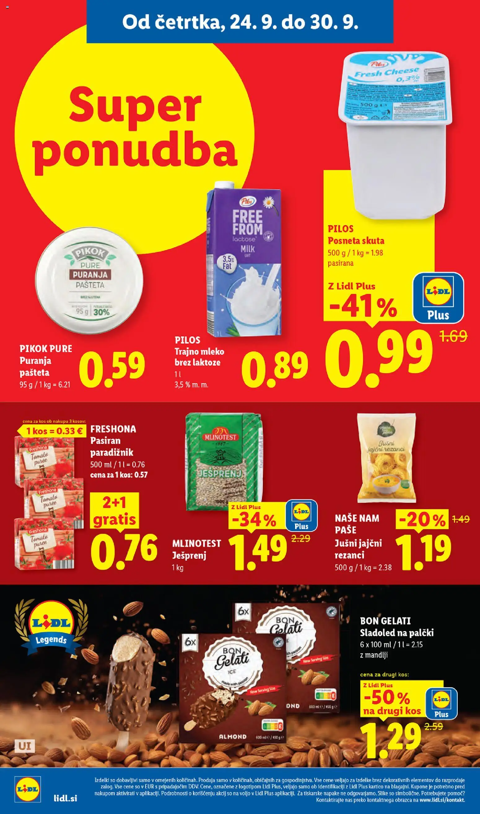 Novi Lidl katalog ponudbe – veljaven od 24.09.2026 | Stran: 10 | Izdelki: Rezanci, Mandlji, Kos, Skuta