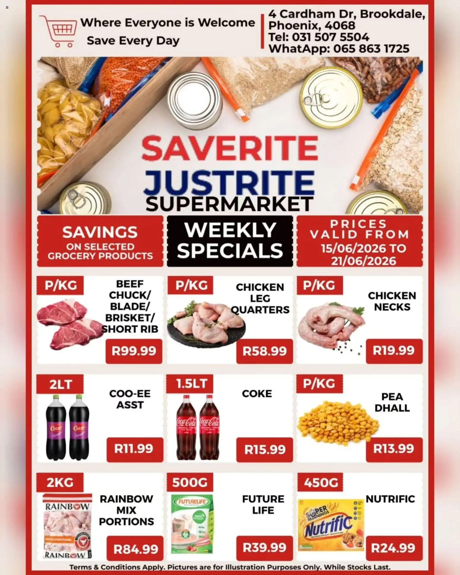 New Saverite catalogue – valid from 15.06.2026 | Page: 2 | Products: Coke, Chicken, Beef