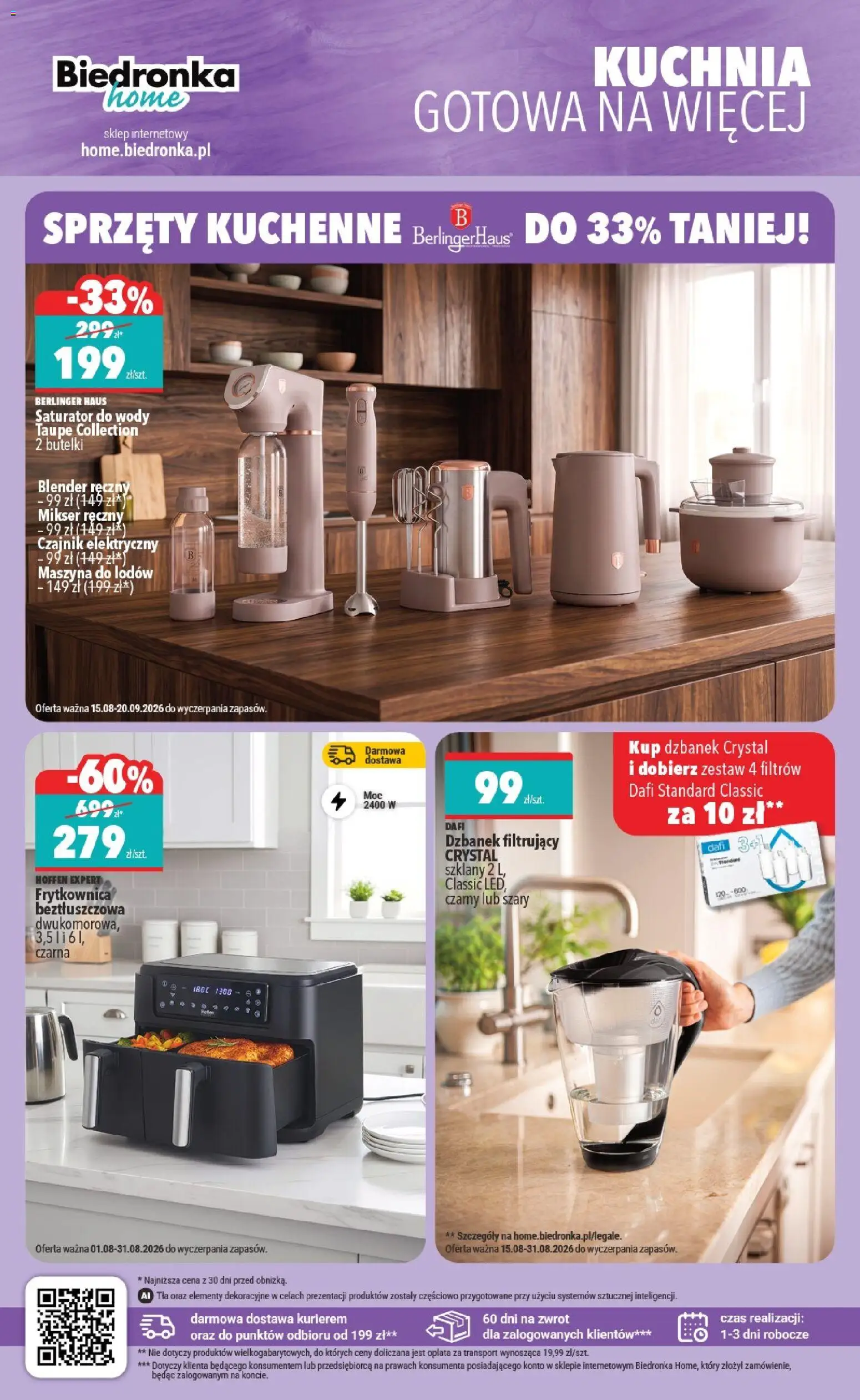 Biedronka gazetka - Home od 15.08.2026 | Strona: 2 | Produkty: Czajnik elektryczny, Dzbanek, Mikser, Frytkownica beztłuszczowa