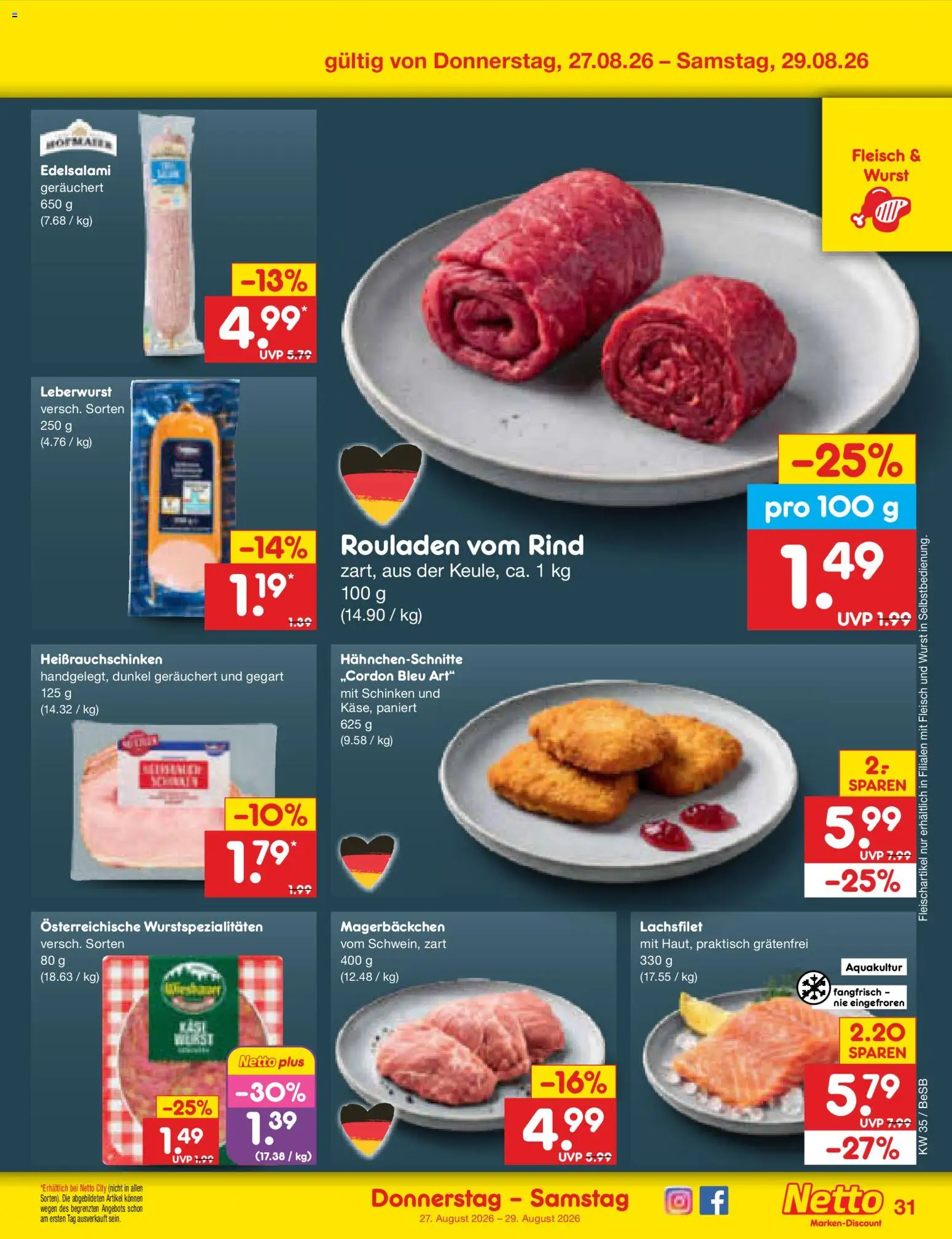 Netto Marken-Discount Prospekt – gültig ab 24.08.2026 | Seite: 45 | Produkte: Wurst, Schinken, Fleisch