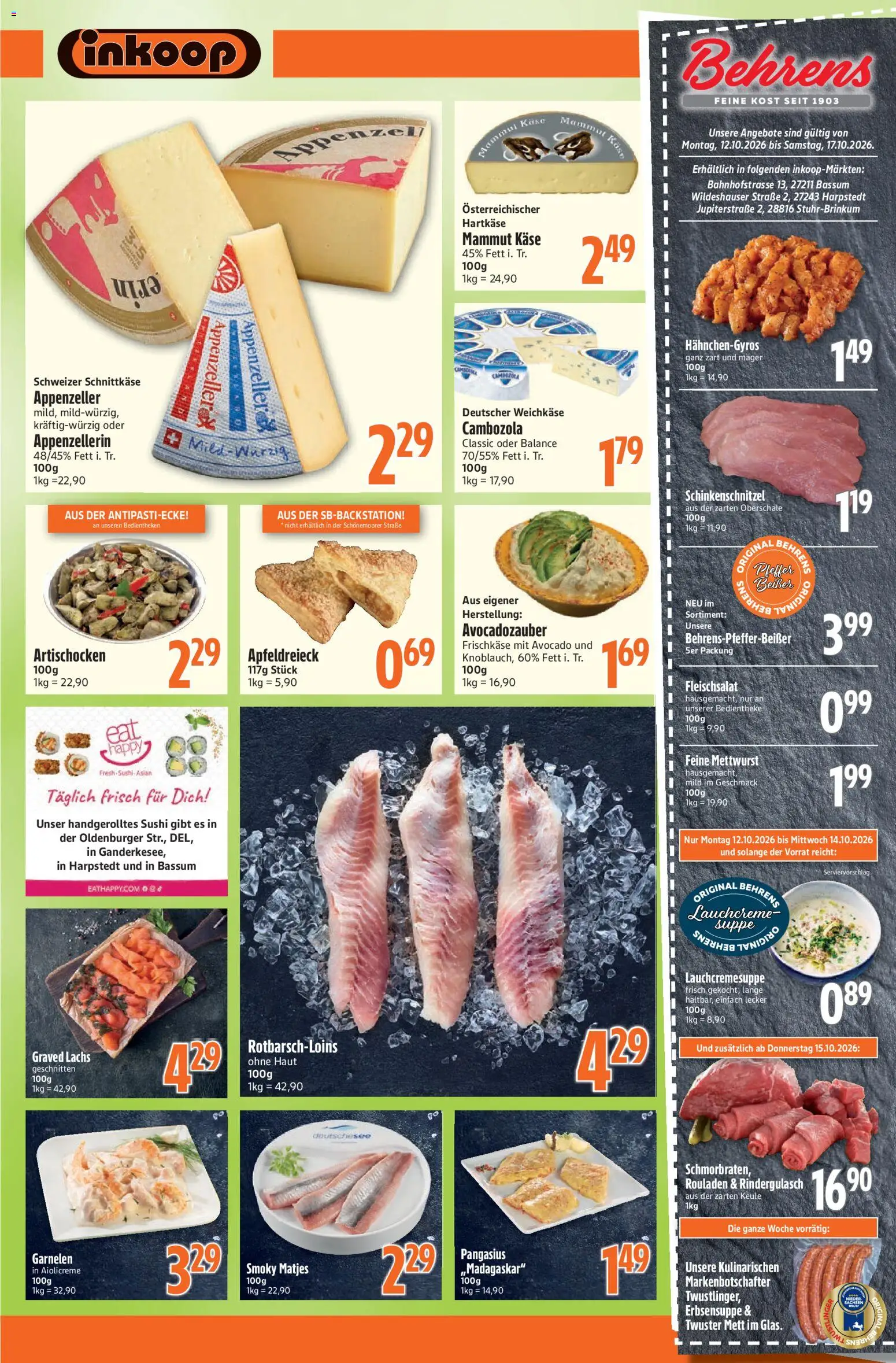 Inkoop Prospekt – gültig ab 12.10.2026 | Seite: 4 | Produkte: Rindergulasch, Käse, Garnelen, Lachs