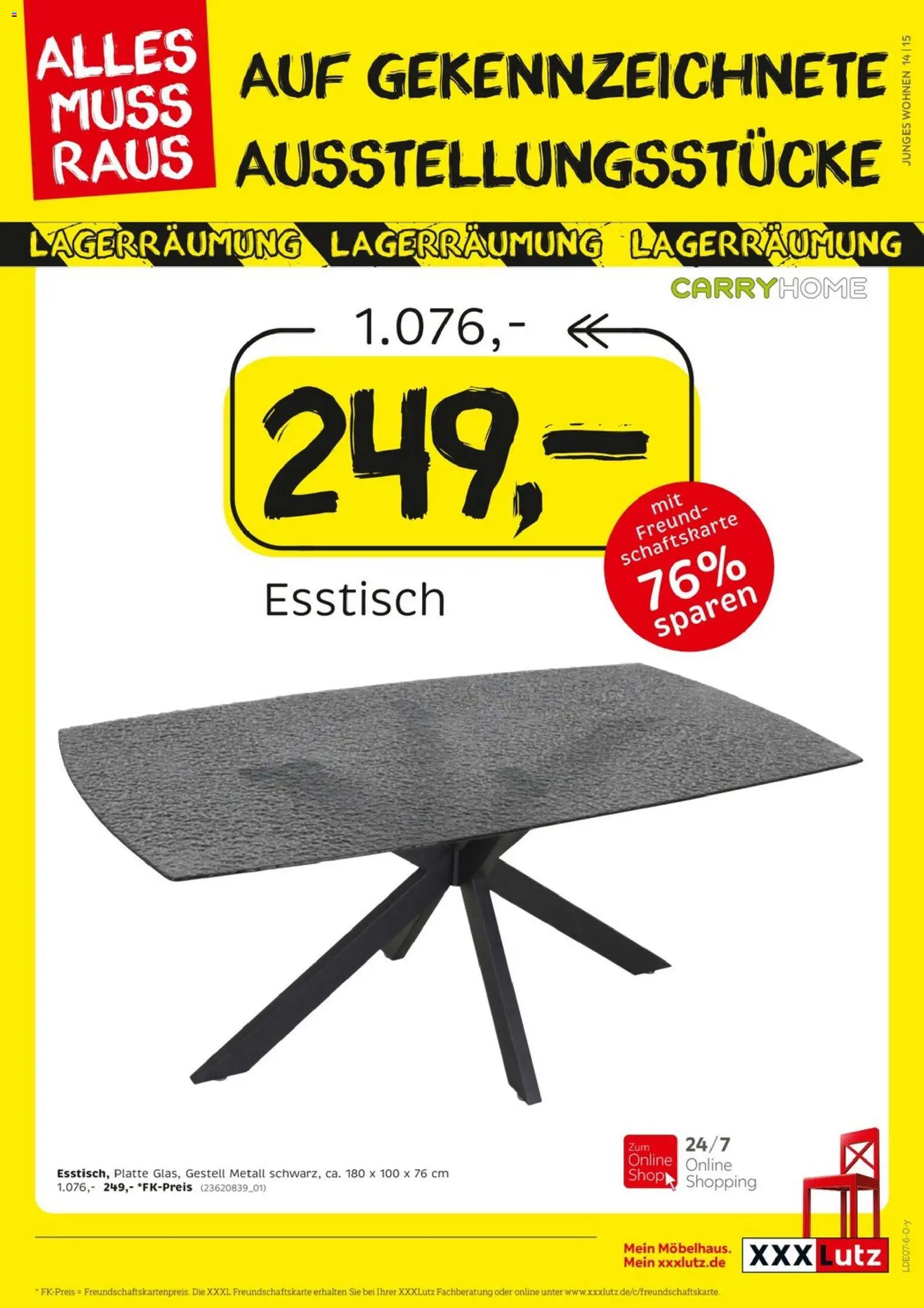 XXXLutz Größte Lagerräumung – gültig ab 04.07.2026 | Seite: 15 | Produkte: Esstisch