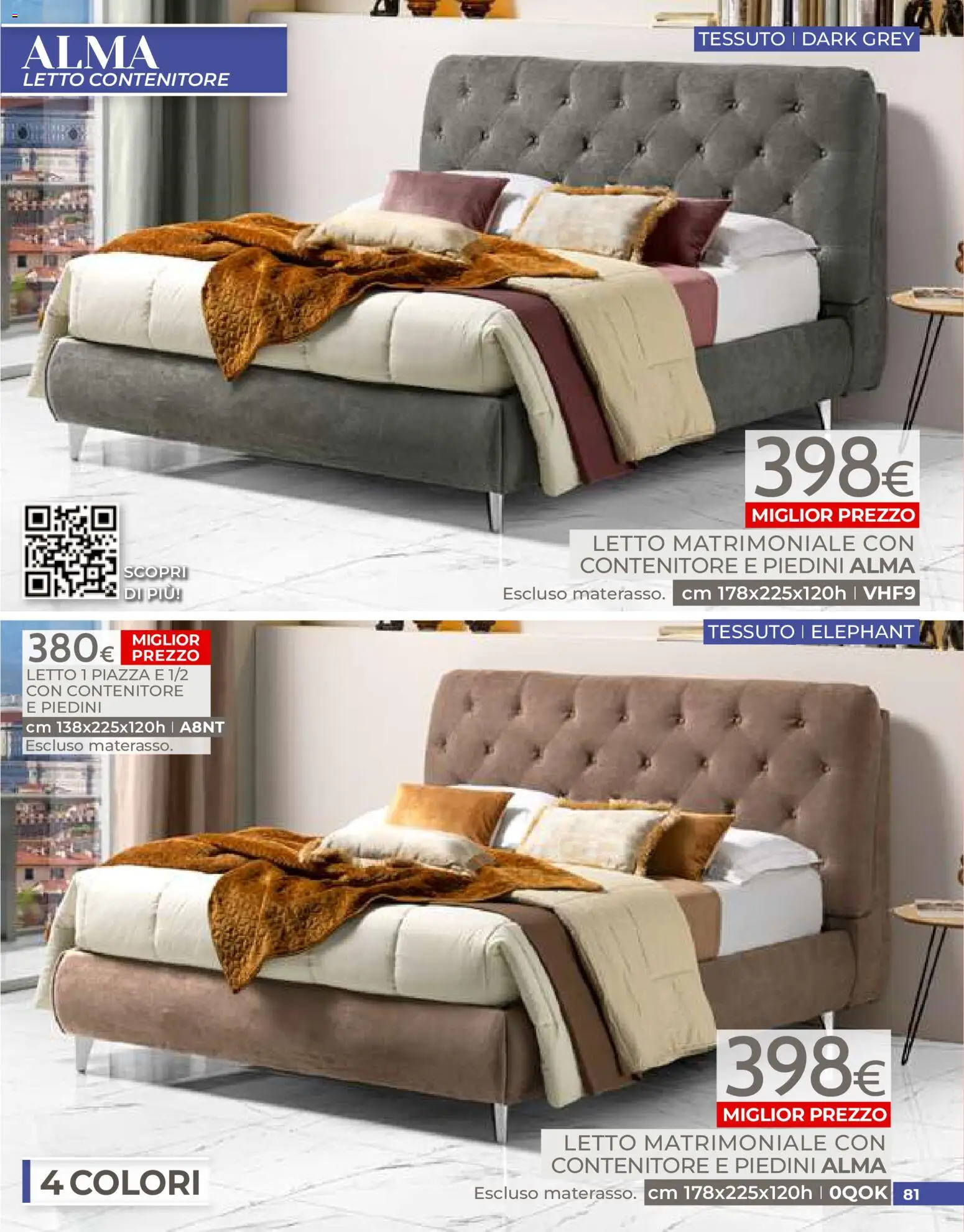 Volantino Mondo Convenienza del 01/07/2026 | Pagina: 81 | Prodotti: Letto matrimoniale, Letto contenitore, Contenitore, Letto