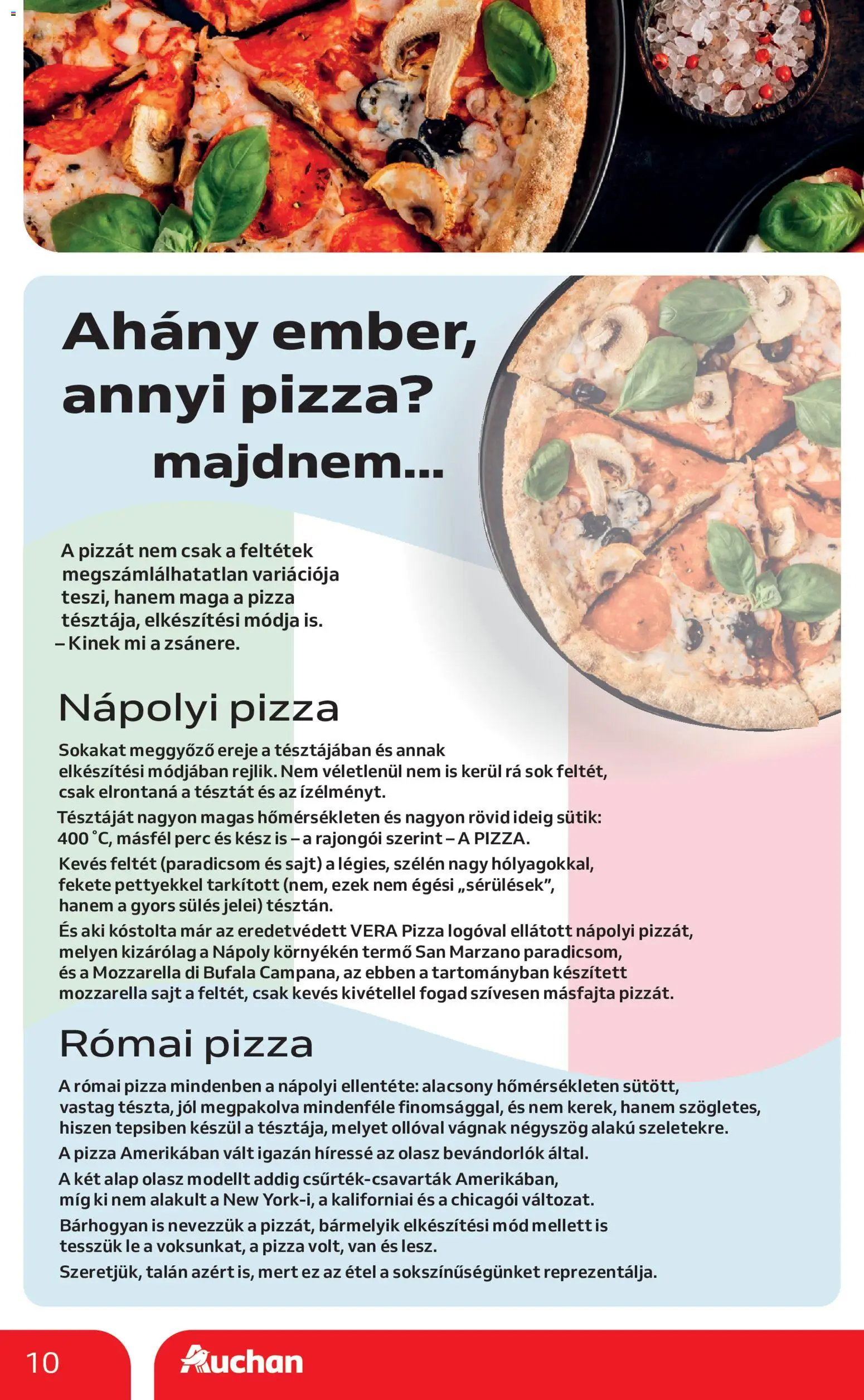 Auchan akciós ujság - amely érvényes a következő dátumtól: 07.05.2026 | Oldal: 10 | Termékek: Sajt, Pizza, Paradicsom, Nápolyi