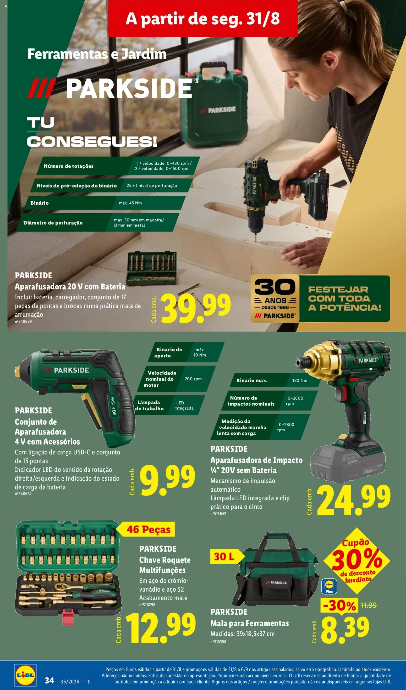 Lidl folheto │ válido de 31/08/2026 | Página: 34 | Produtos: Cinto, Ferramentas, Bateria