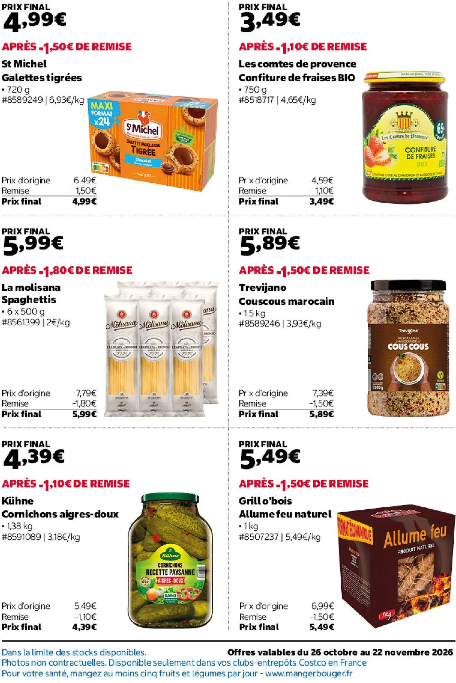 {H1} | Page: 13 | Produits: Couscous, Confiture de fraises, Chocolat, Fraises