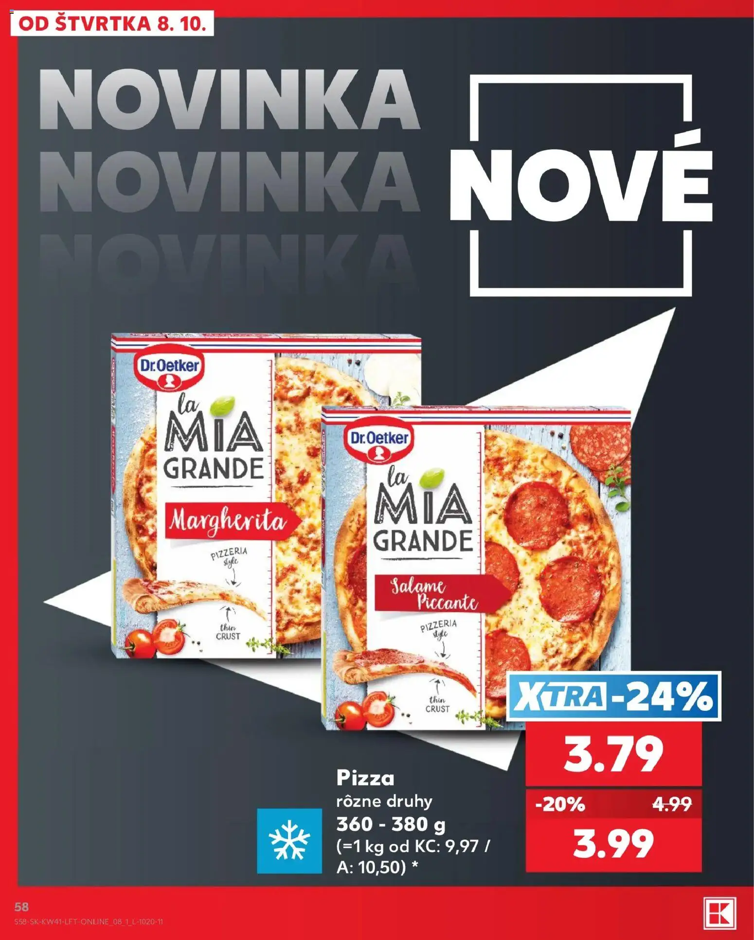 Nové Kaufland akcie – leták je platný od 08.10.2026 | Strana: 58 | Produkty: Pizza