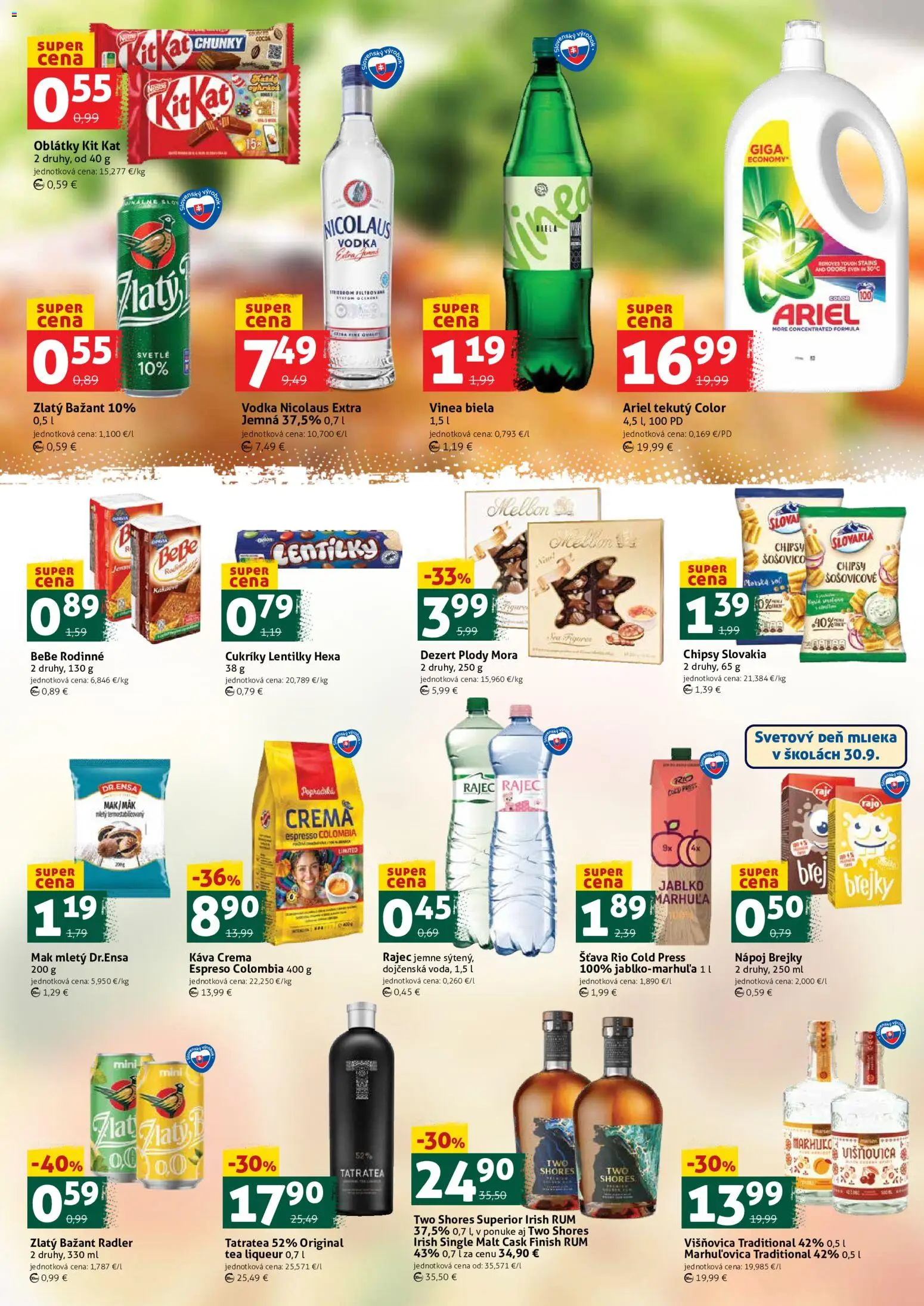 Nové COOP Jednota akcie – leták je platný od 25.09.2026 | Strana: 3 | Produkty: Káva, Zlatý Bažant, Oblátky, Mak