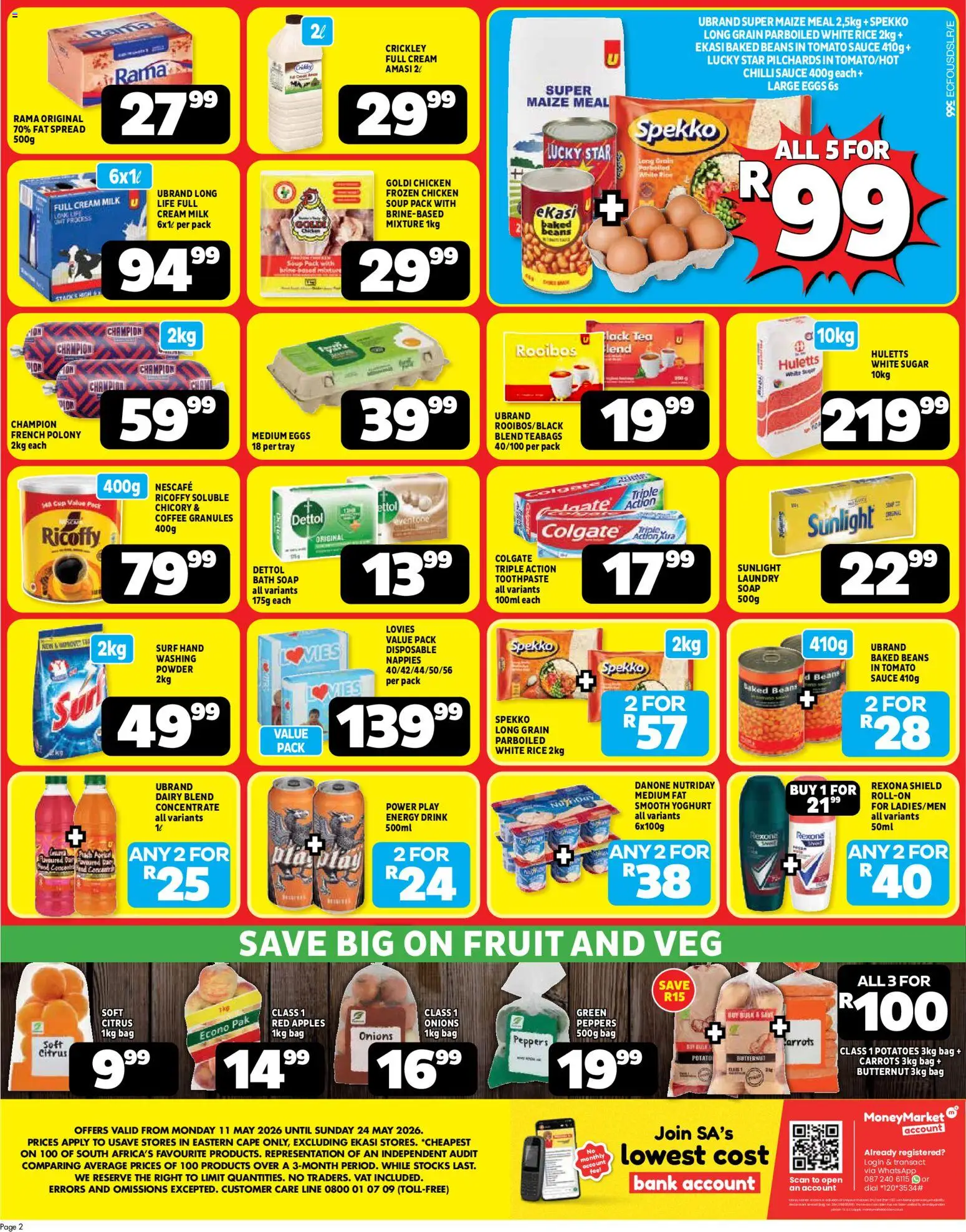 New Usave catalogue – valid from 11.05.2026 | Page: 2 | Products: Beans, Tray, Bag, Onions