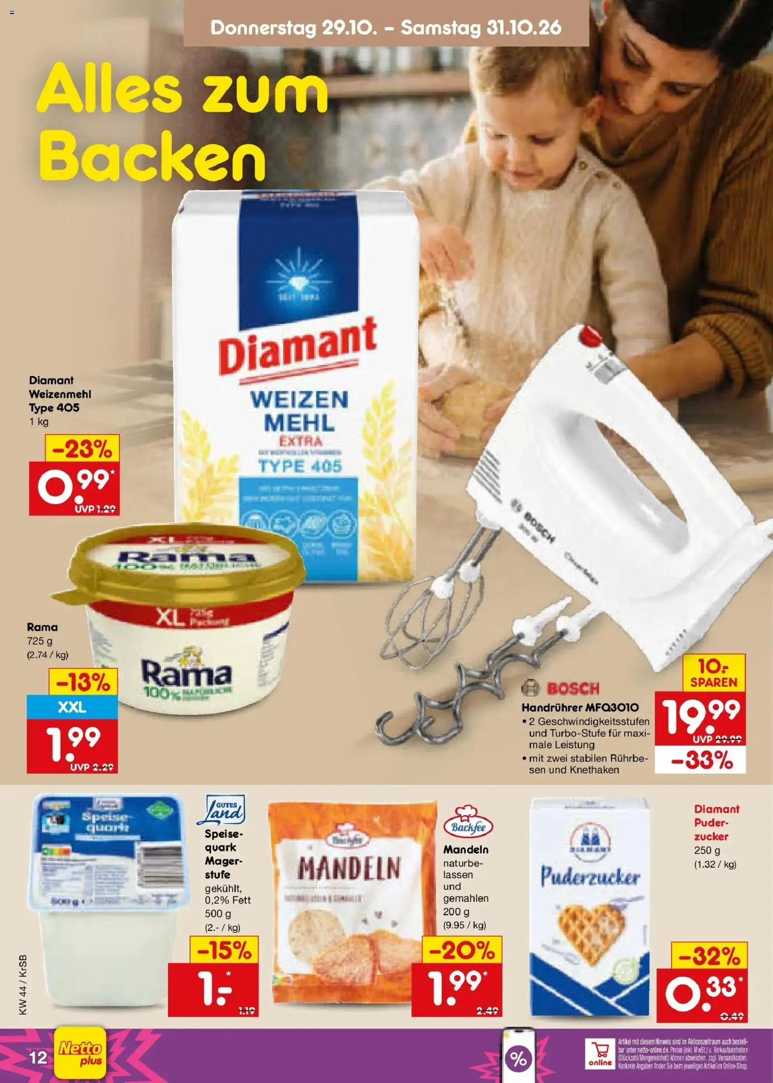 Netto Marken-Discount Prospekt Baesweiler – gültig ab 26.10.2026 | Seite: 42 | Produkte: Puder, Weizenmehl, Mandeln, Zucker