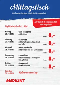 Markant Mittagstisch ab 26.10.2026 gültig