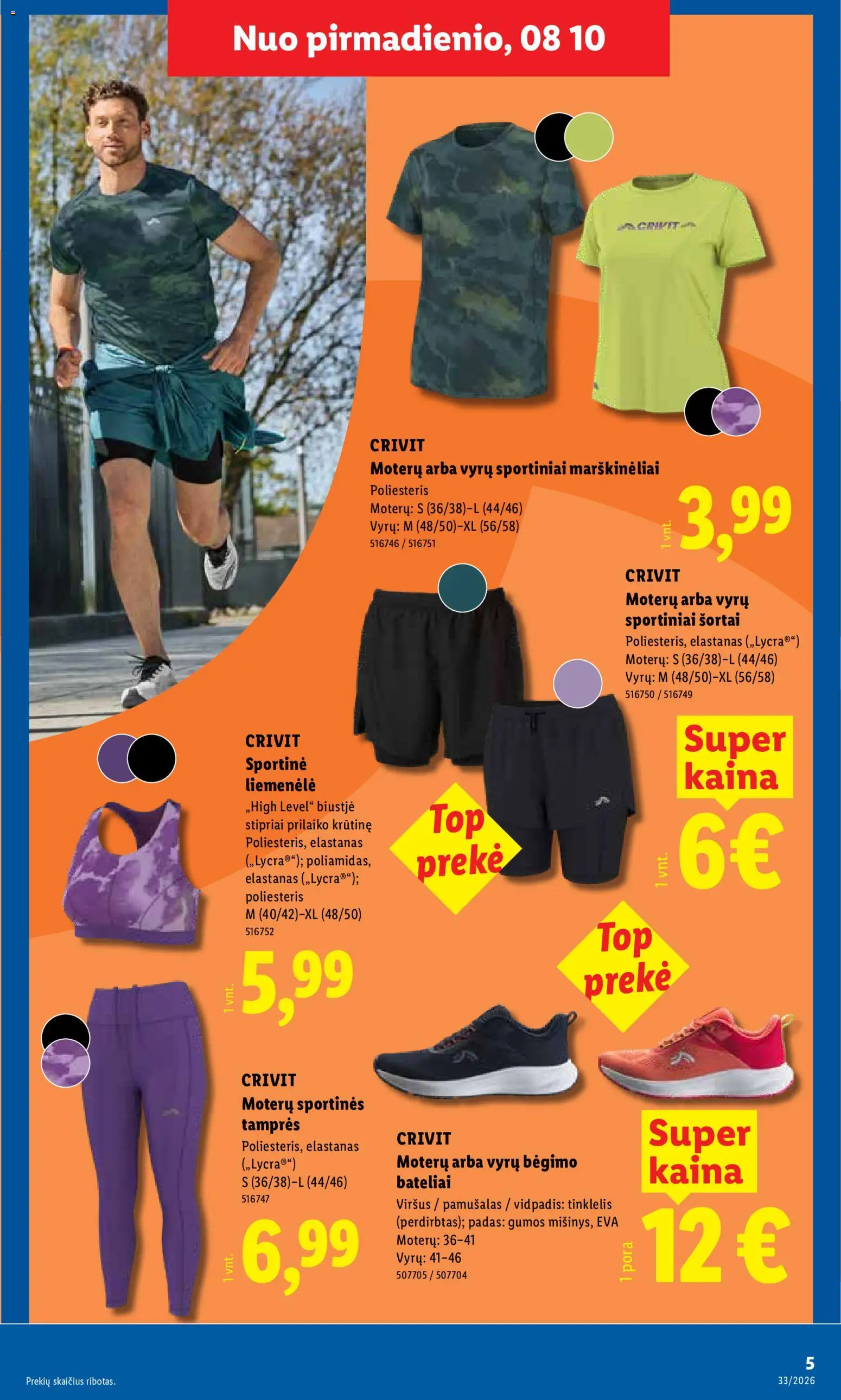 LIDL akcijos nuo 2026.08.10 | Puslapis: 5 | Prekių: Šortai, Liemenėlė, Tamprės