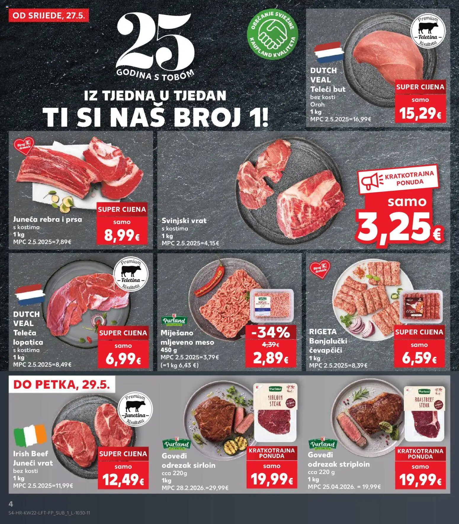 Kaufland katalog | vrijedi od 27.05.2026 | Stranica: 4 | Proizvodi: Svinjski vrat, Mljeveno meso, Ćevapčići, Lopatica