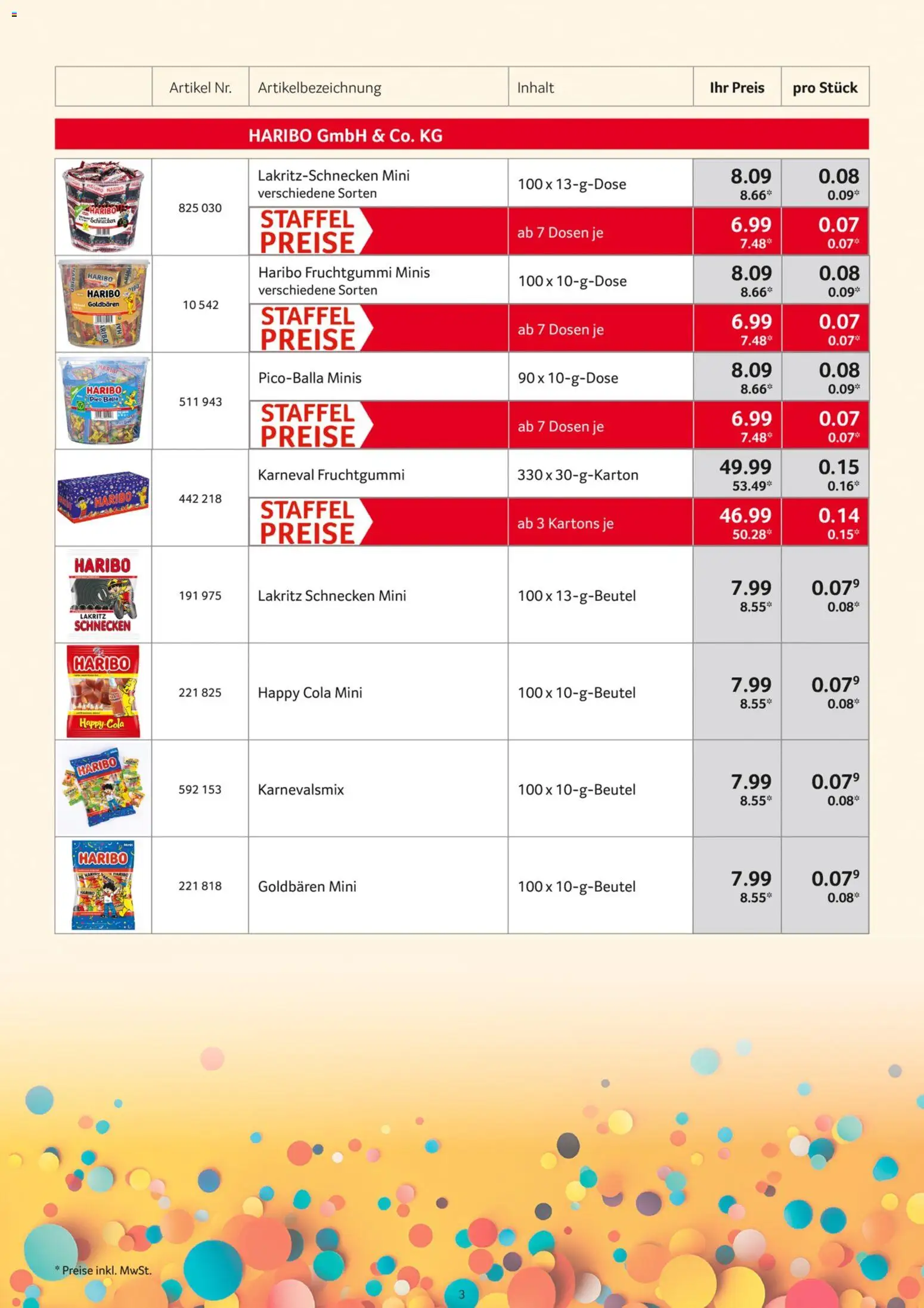 Selgros Karnevalsortiment – gültig ab 05.10.2026 | Seite: 3 | Produkte: Haribo, Cola