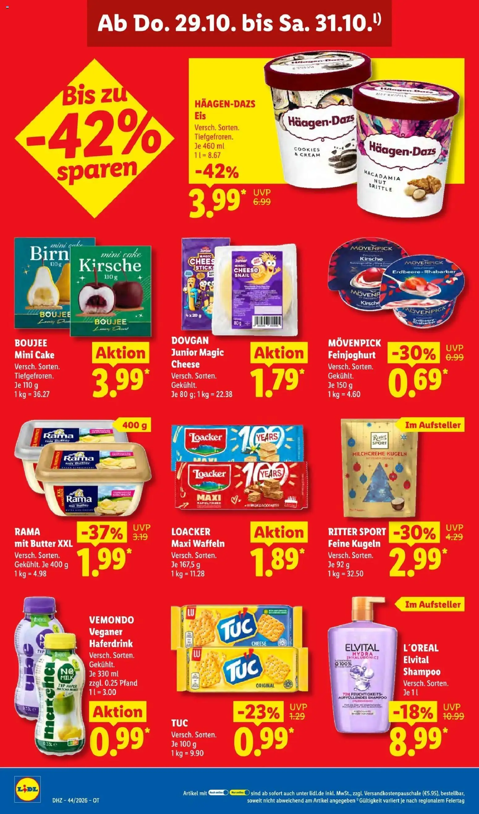 Lidl Prospekt Senftenberg (ab 26.10.2026) zum Blättern » Angebote | Seite: 66 | Produkte: Rama, Butter, Haferdrink, Eis