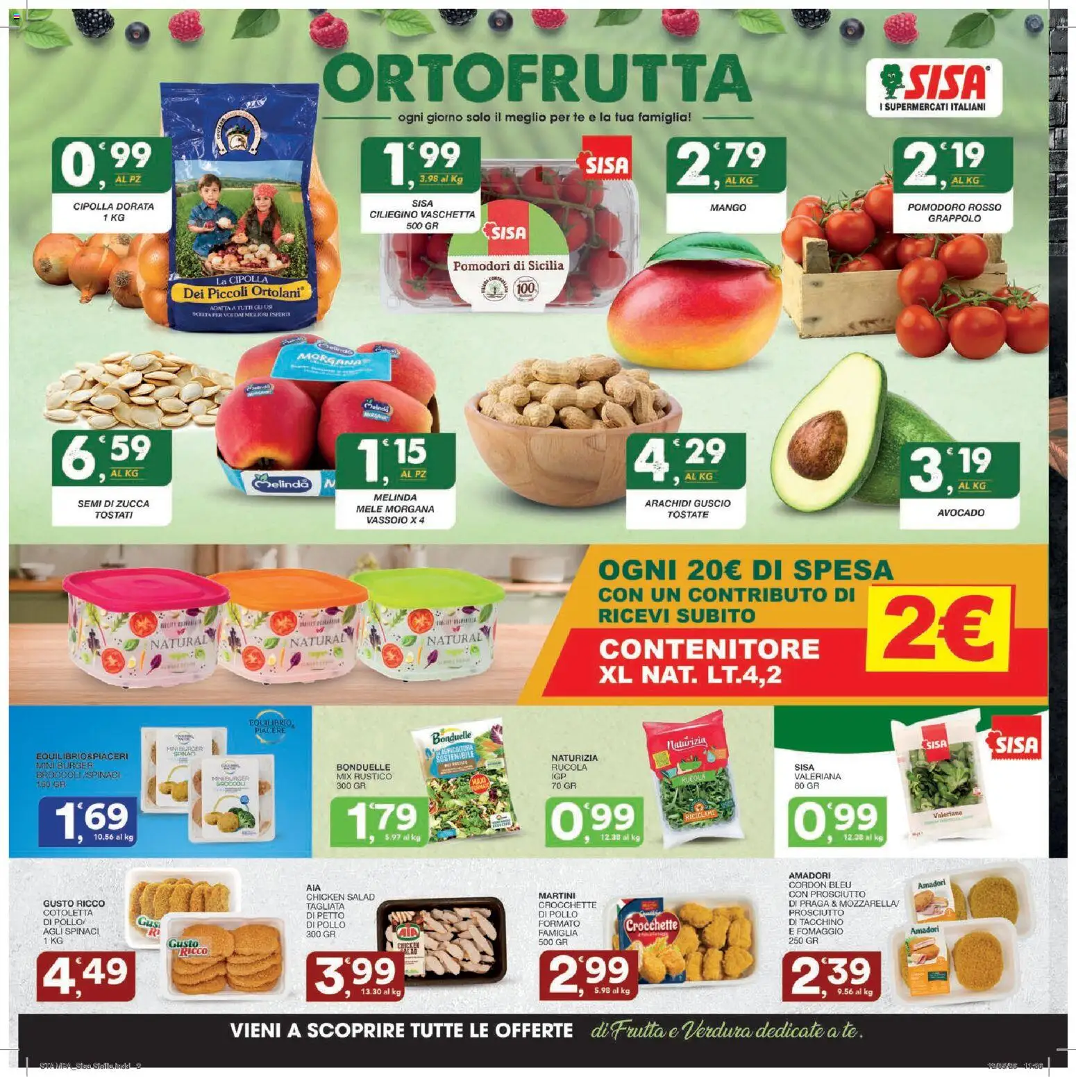 Volantino SISA del 21.05.2026 | Pagina: 2 | Prodotti: Valeriana, Prosciutto, Spinaci, Semi di zucca