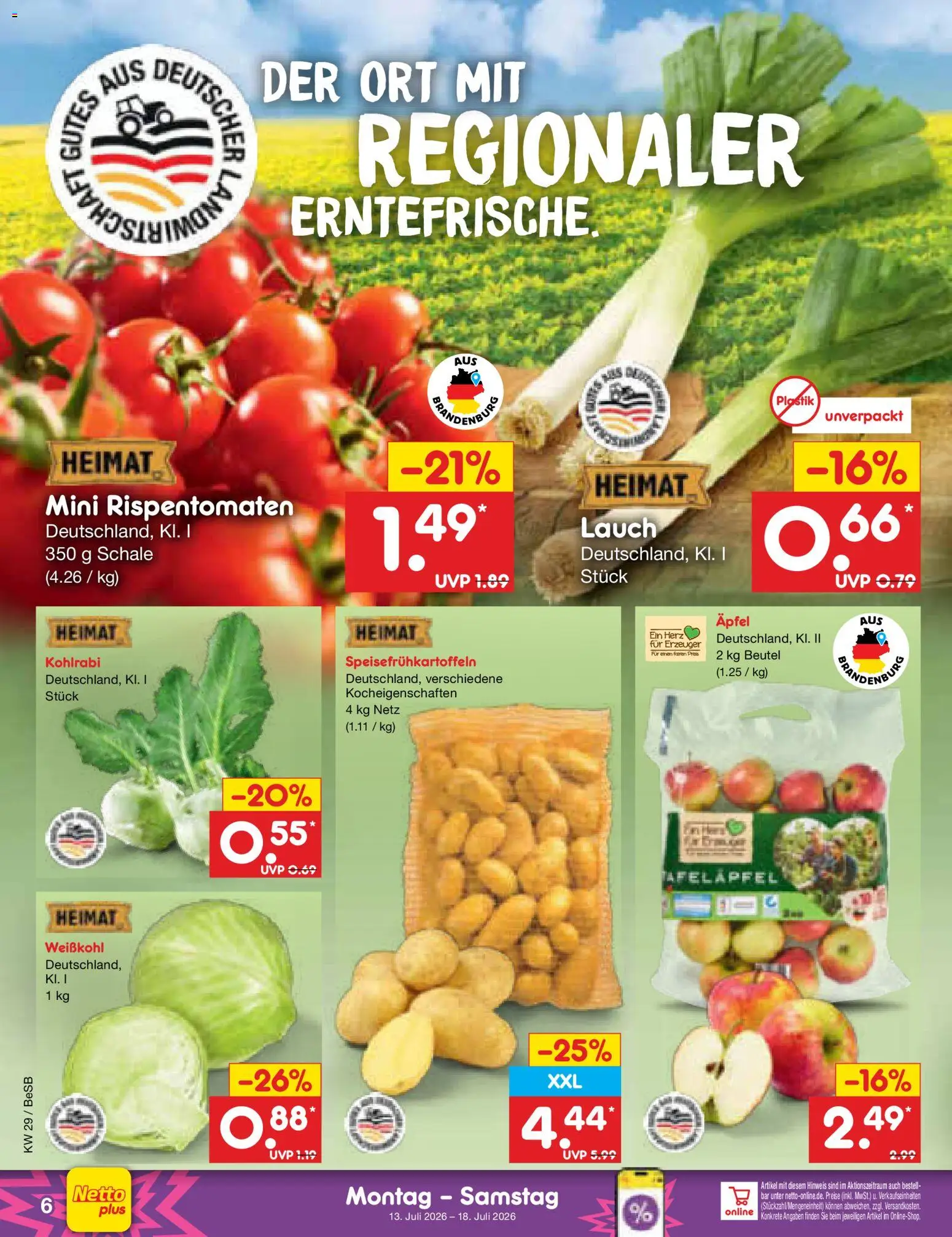 Netto Marken-Discount Prospekt – gültig ab 13.07.2026 | Seite: 6 | Produkte: Kohlrabi, Äpfel
