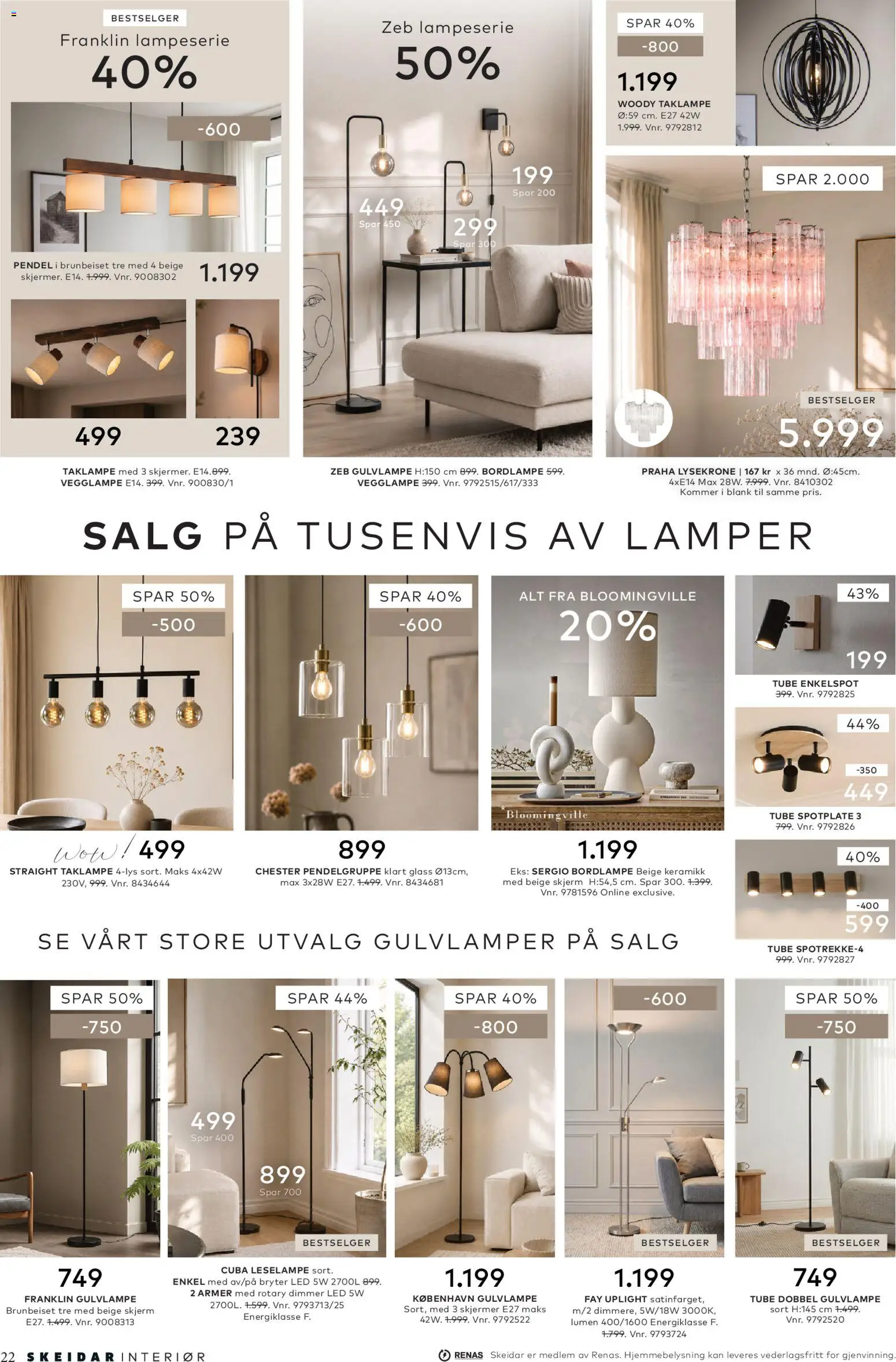 {H1} | Side: 22 | Produkter: Taklampe, Skjerm, Dimmer, Bordlampe