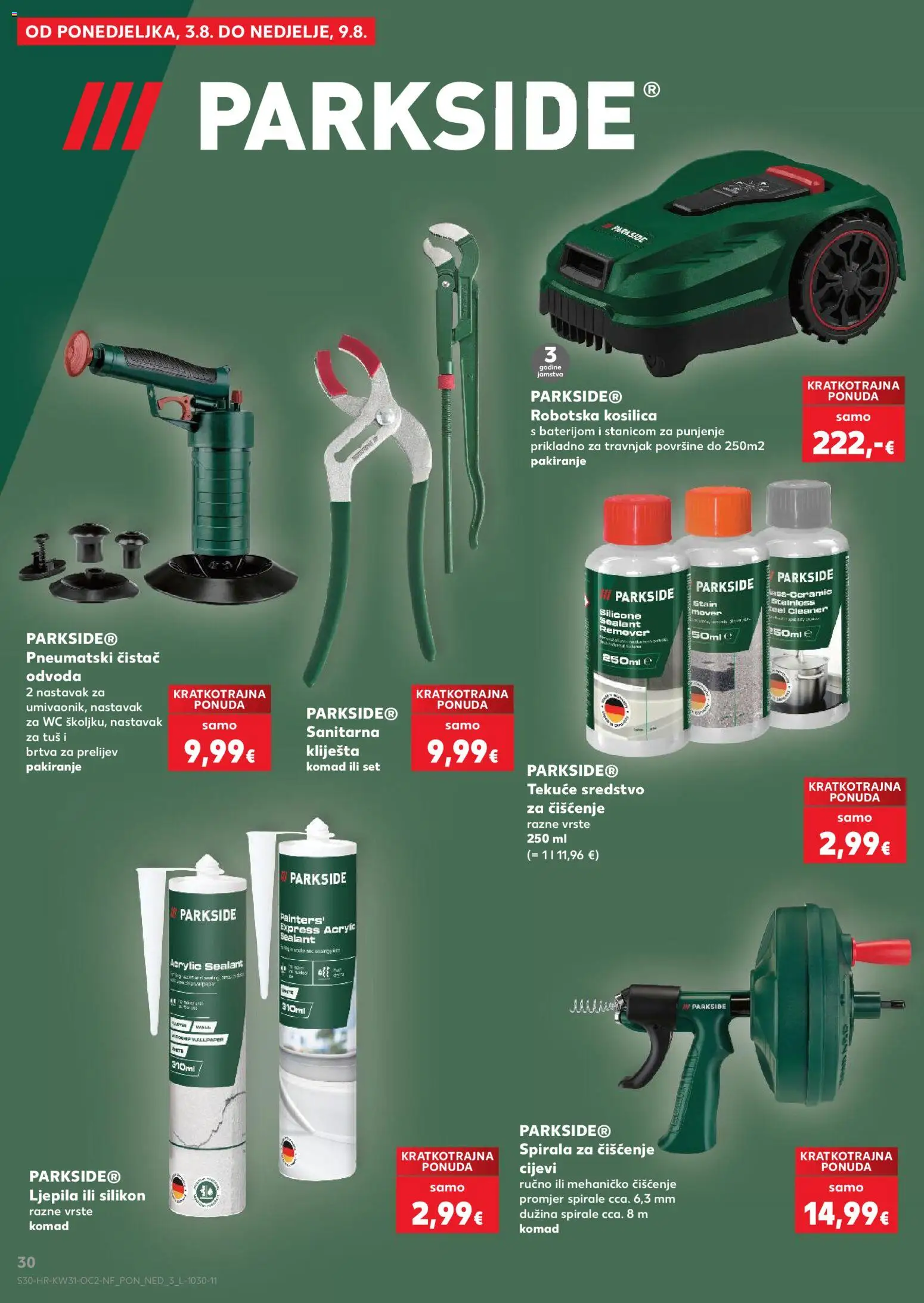 Kaufland katalog | vrijedi od 29.07.2026 | Stranica: 30 | Proizvodi: Kosilica, Tuš, Cijevi, Parkside