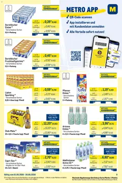 Metro Monats-Mix ab 01.06.2026 gültig | Seite: 9 | Produkte: Durstloscher, Adelholzener, Äpfel, Pfirsich