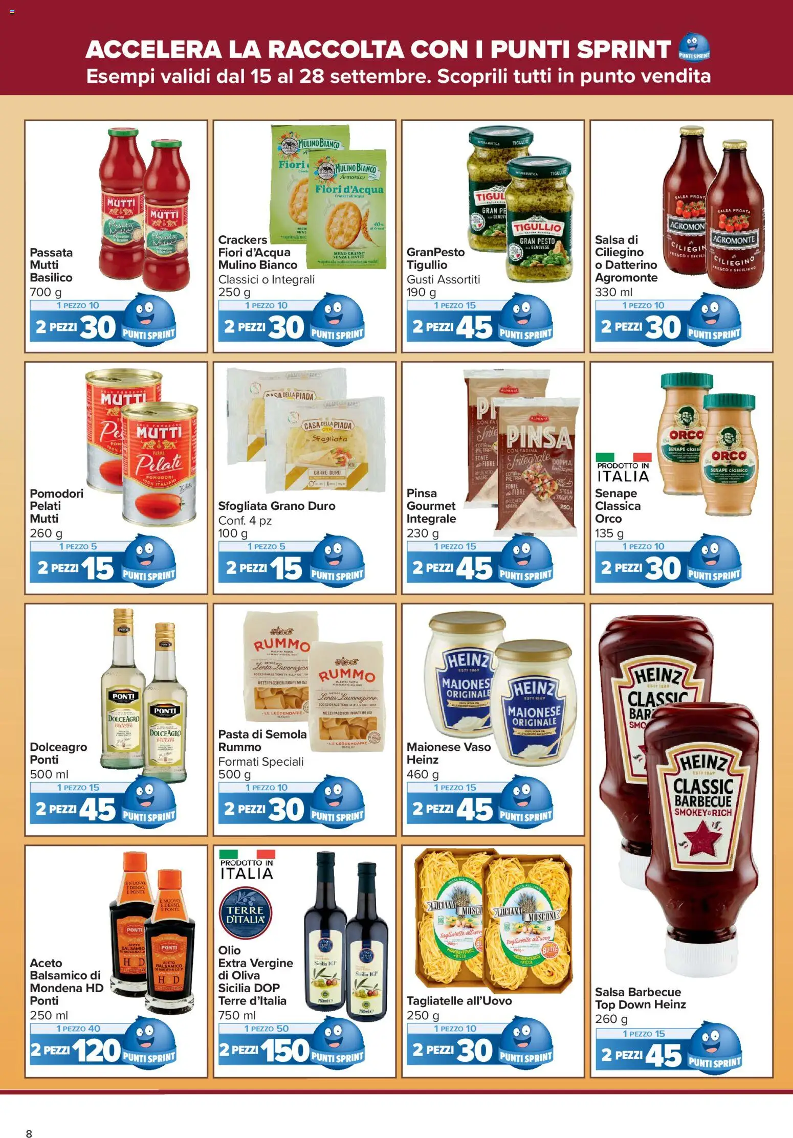 Volantino Carrefour del 15/09/2026 | Pagina: 8 | Prodotti: Pesto, Cracker, Aceto, Vaso