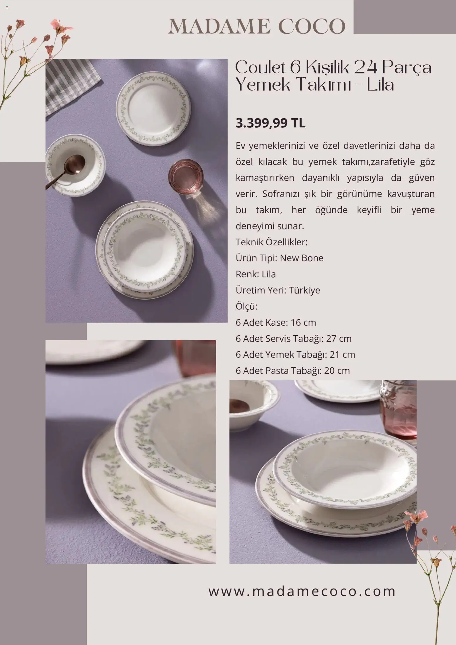 Madame Coco İndirim - 07 Eylül 2026 tarihinden itibaren geçerlidir | Sayfa: 5 | Ürünler: Kaşe, Yemek takımı