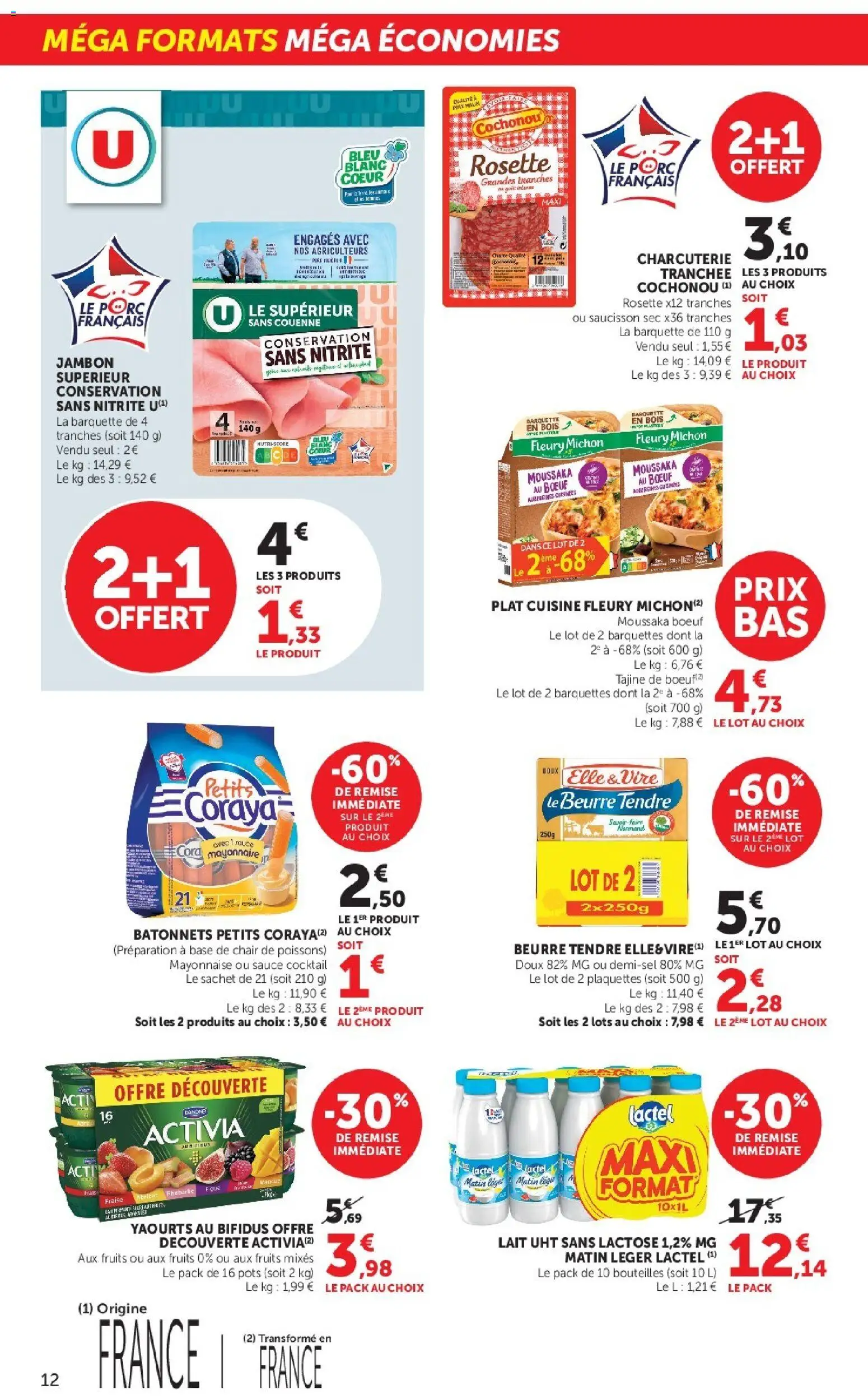 {H1} | Page: 12 | Produits: Abricot, Saucisson, Poissons, Lait