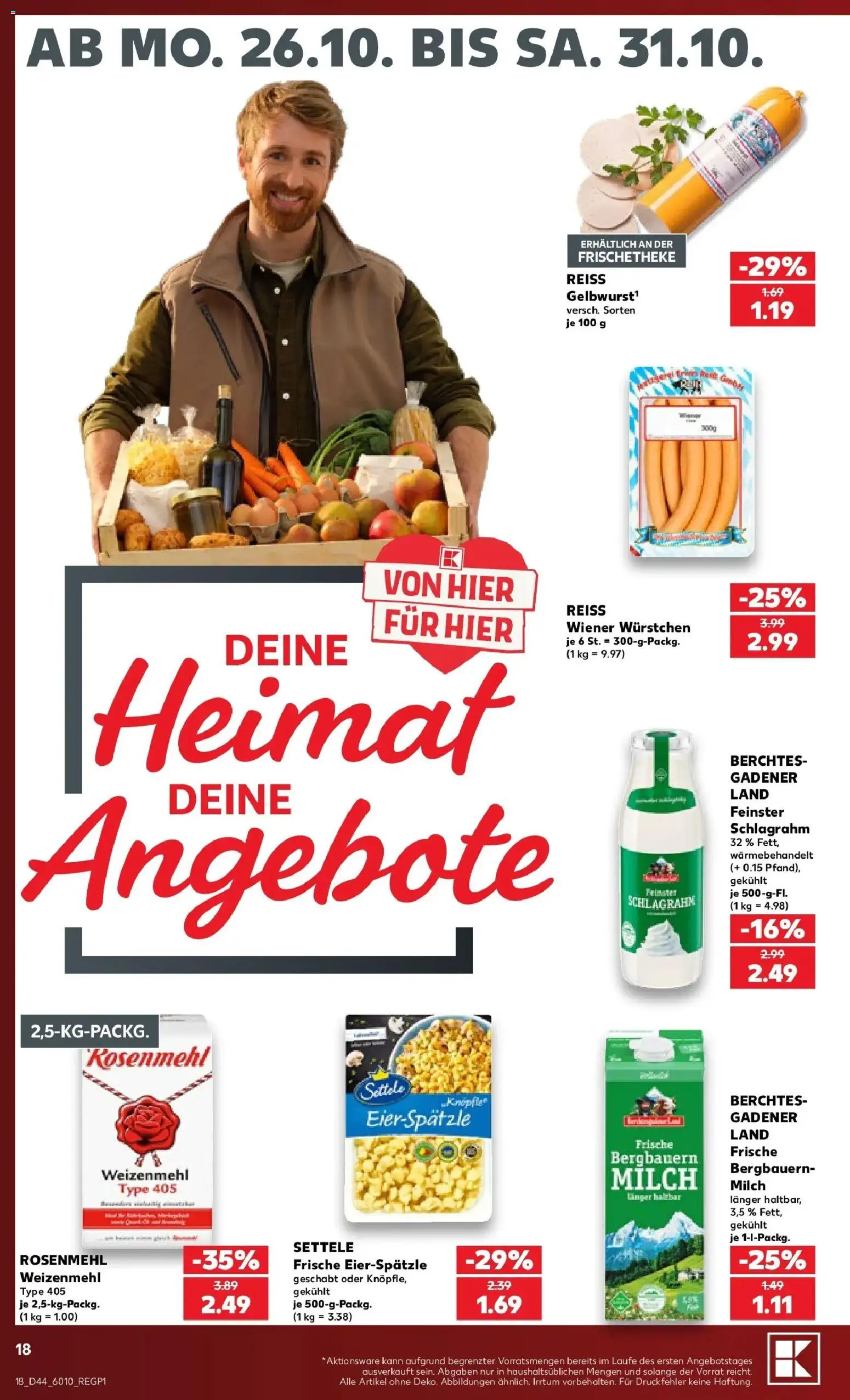 Prospekt Kaufland ab 26.10.2026 » Angebote Online zum Blättern | Seite: 30 | Produkte: Wiener wurstchen, Milch, Weizenmehl