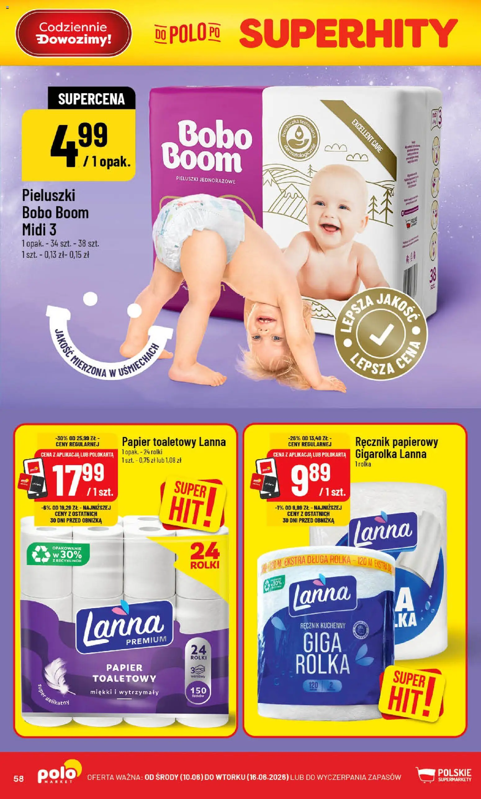 POLOmarket gazetka od 10.06.2026 | Strona: 58 | Produkty: Papier toaletowy, Rolki, Ręcznik papierowy