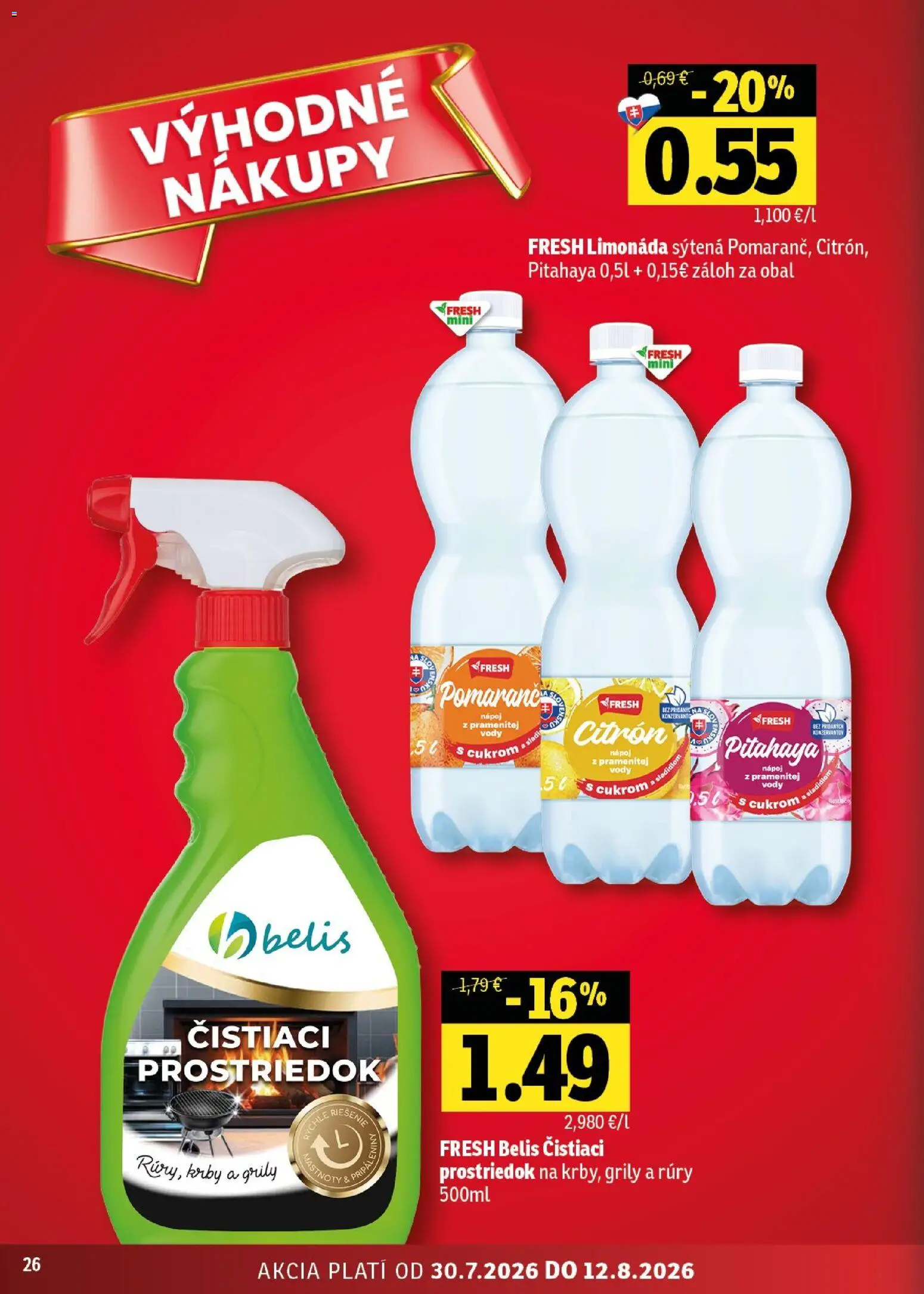 Nové Fresh akcie – leták je platný od 30.07.2026 | Strana: 26 | Produkty: Pomaranče, Čistiaci prostriedok