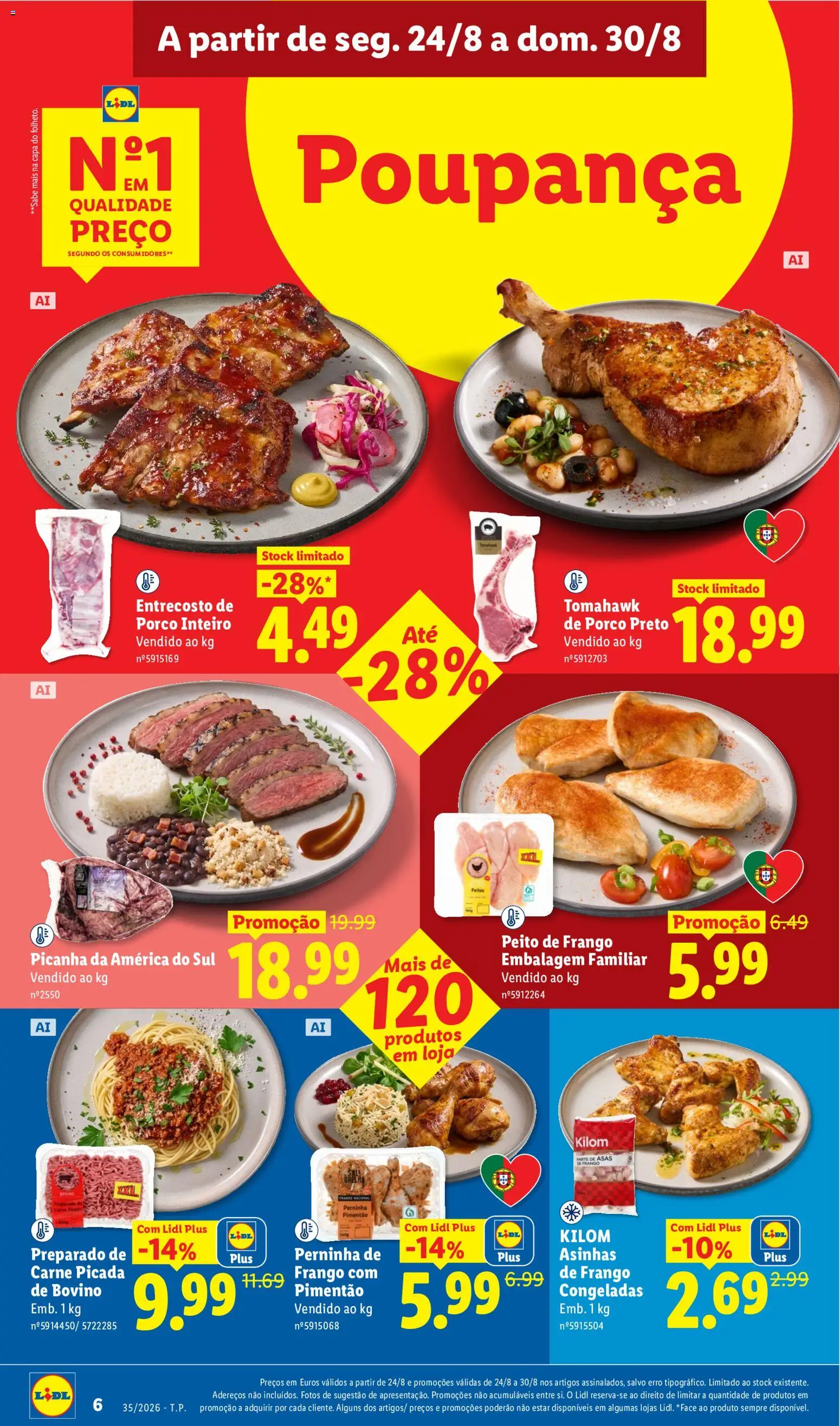 Lidl folheto │ válido de 24/08/2026 | Página: 6 | Produtos: Peito de frango, Frango, Pimentão, Carne picada