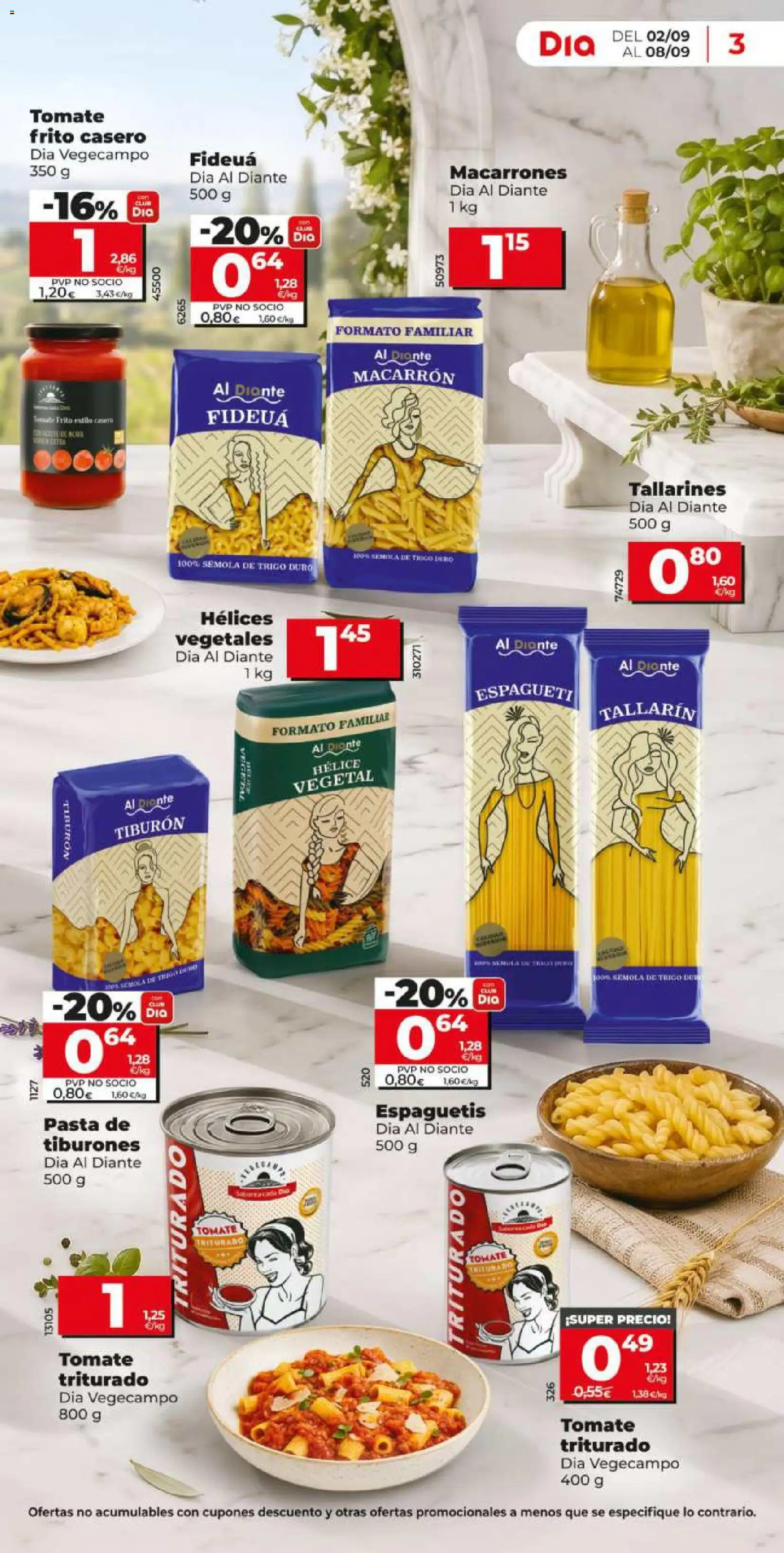 Dia - folleto │ válido desde el 02/09/2026 | Página: 3 | Productos: Tomate, Espaguetis, Tomate triturado, Sémola