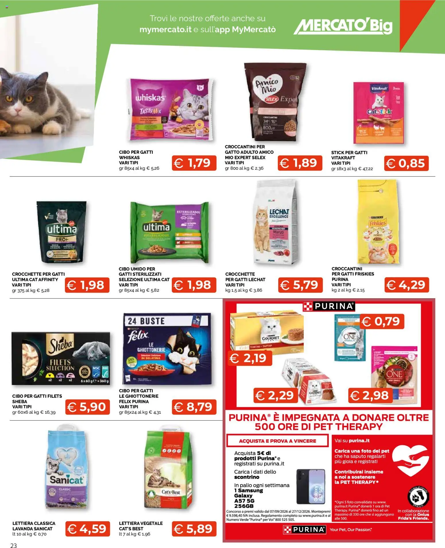 Volantino Mercatò del 17/09/2026 | Pagina: 23 | Prodotti: Samsung Galaxy, Crocchette per gatti, Crocchette, Samsung