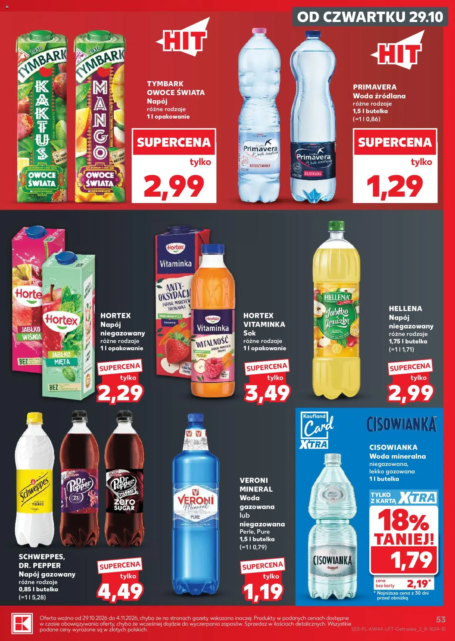 Kaufland gazetka od 29.10.2026 | Strona: 53 | Produkty: Cisowianka, Woda źródlana, Woda, Owoce