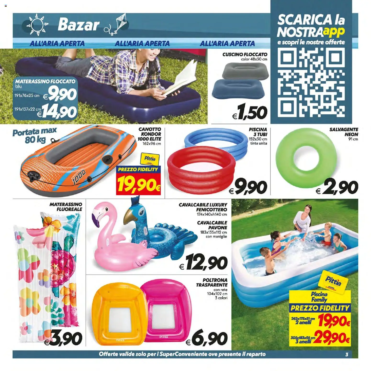 Volantino SuperConveniente del 16/07/2026 | Pagina: 36 | Prodotti: Piscina, Salvagente, Cuscino, Poltrona
