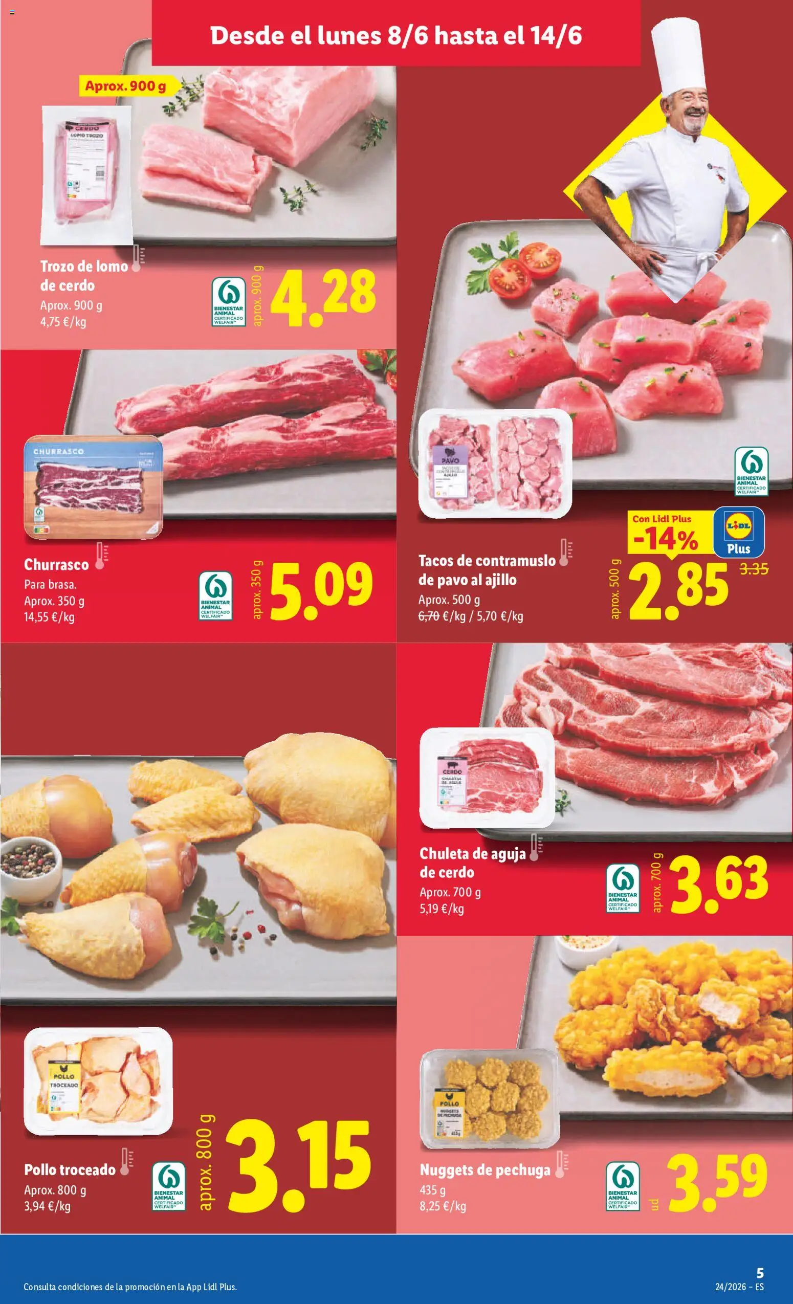 Lidl folleto │ válido desde el 08.06.2026 | Página: 5 | Productos: Cerdo, Tacos, Nuggets