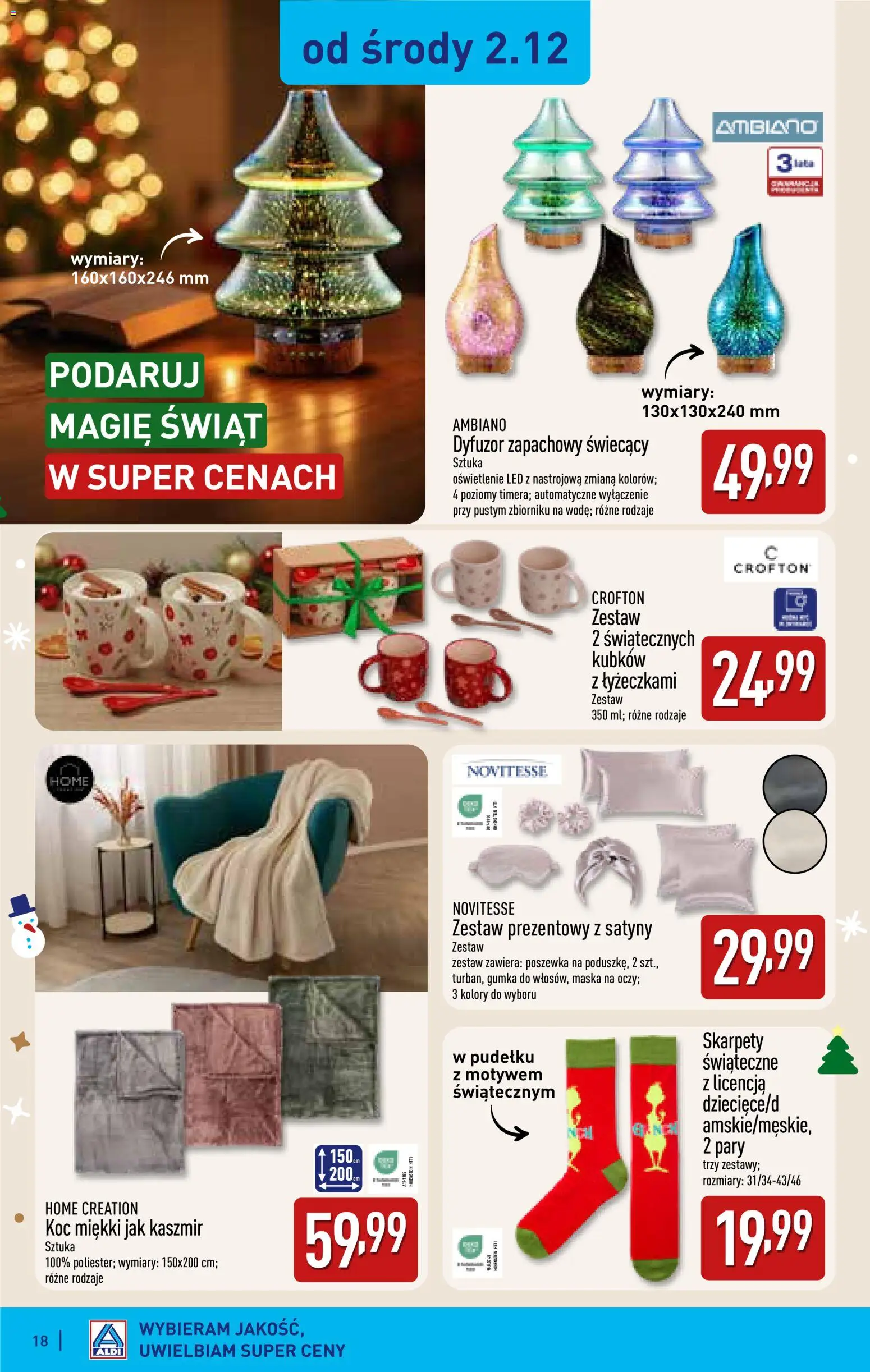 Aldi gazetka - Katalog prezentowy od 28.10.2026 | Strona: 18 | Produkty: Skarpety, Oświetlenie, Maska, Ambiano